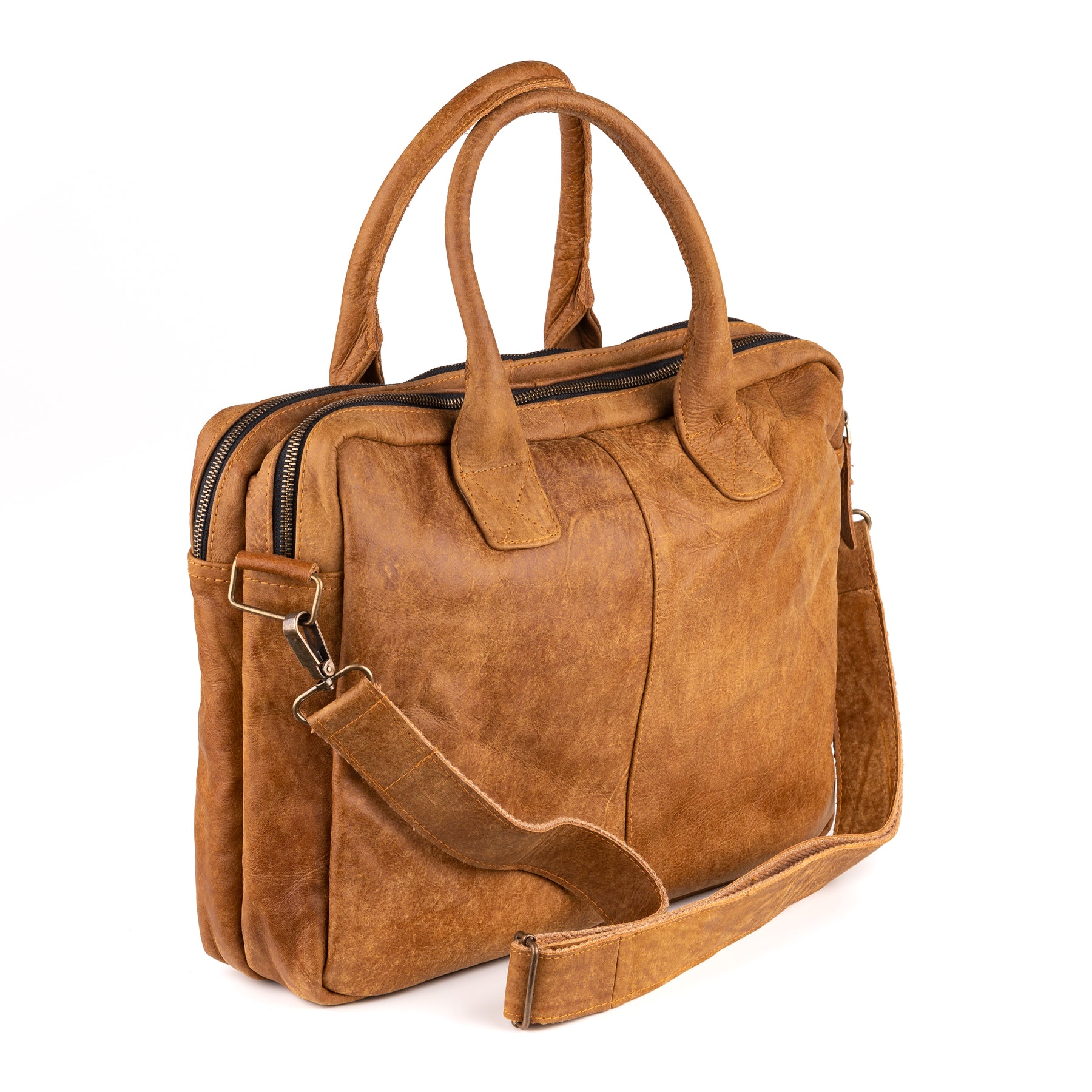 Amsterdam Leren Laptoptas 17 Inch Bruin - Concrete Leder