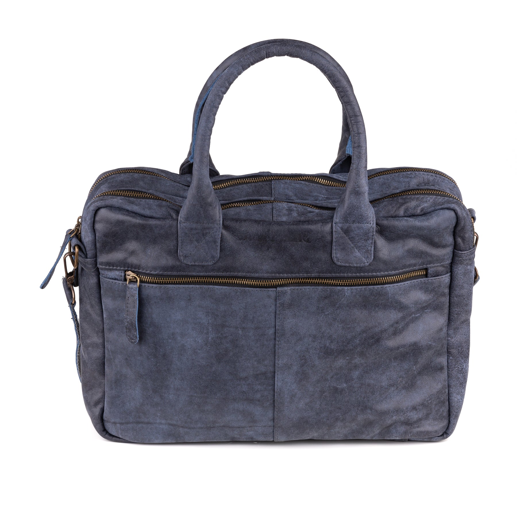Amsterdam Leren Laptoptas 17 Inch Denim - Concrete Leder