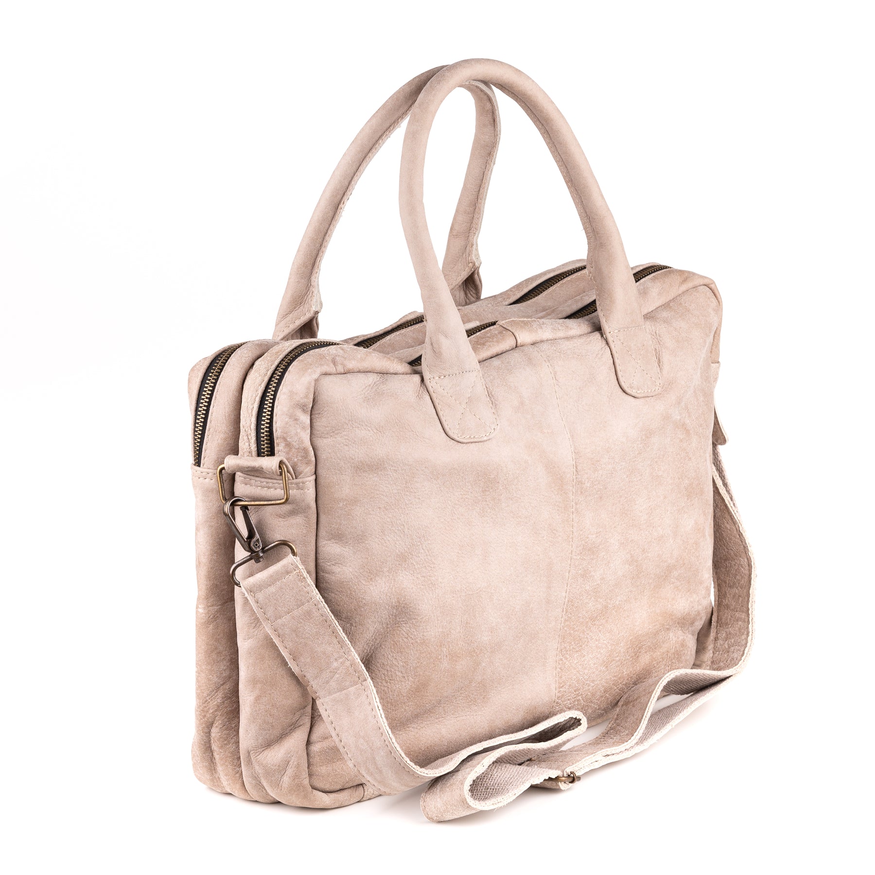 Amsterdam Leren Laptoptas 17 Inch Sand - Concrete Leder