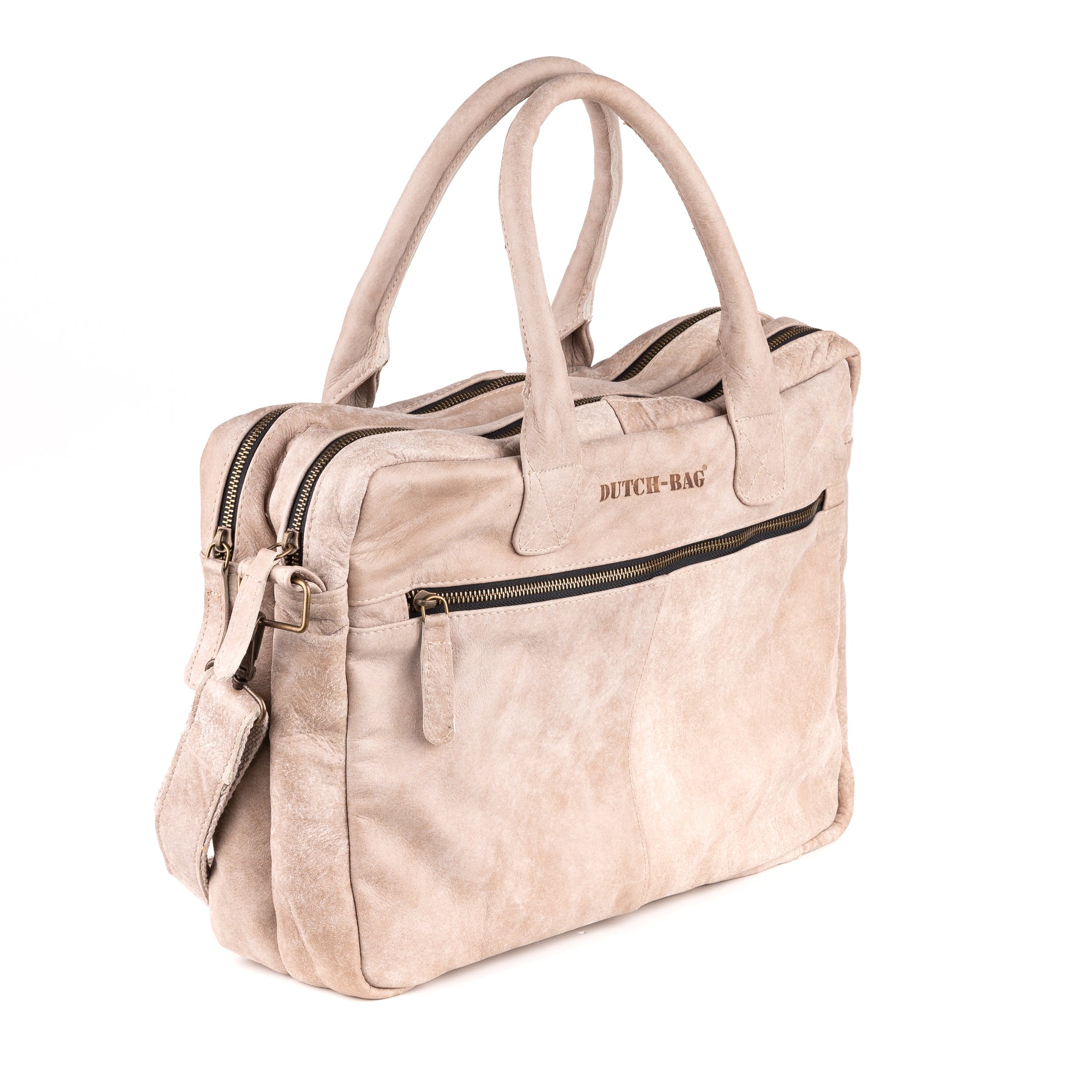 Amsterdam Leren Laptoptas 17 Inch Sand - Concrete Leder