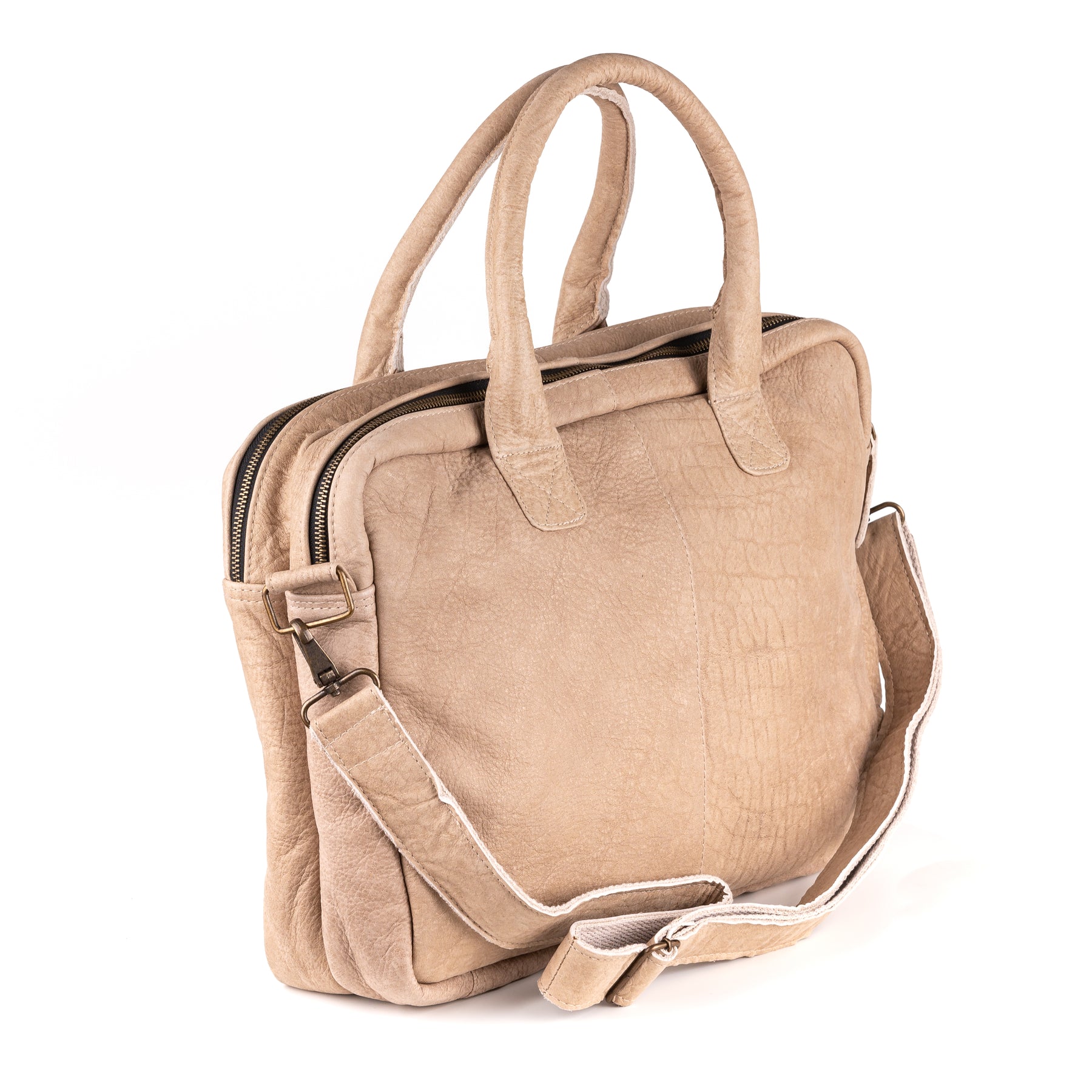 Amsterdam Leren Laptoptas 17 Inch Taupe - Kenia Leder
