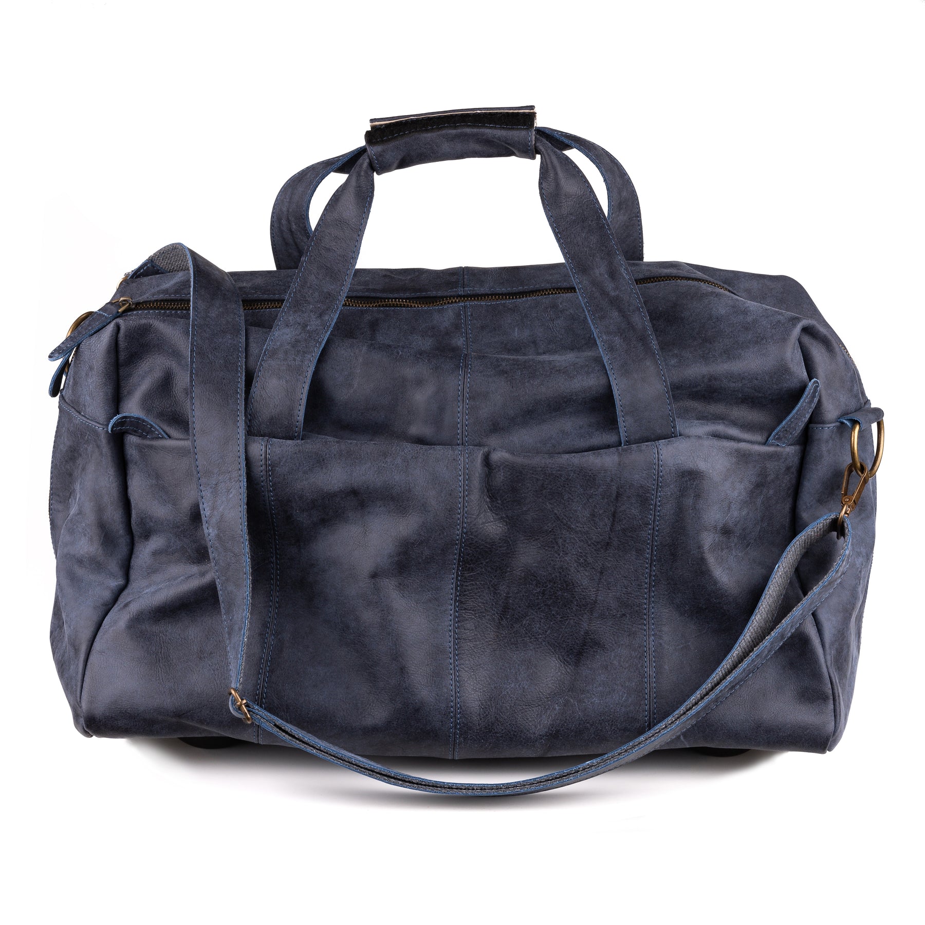 Zwolle Weekender aus Leder Denimblau - Betonleder