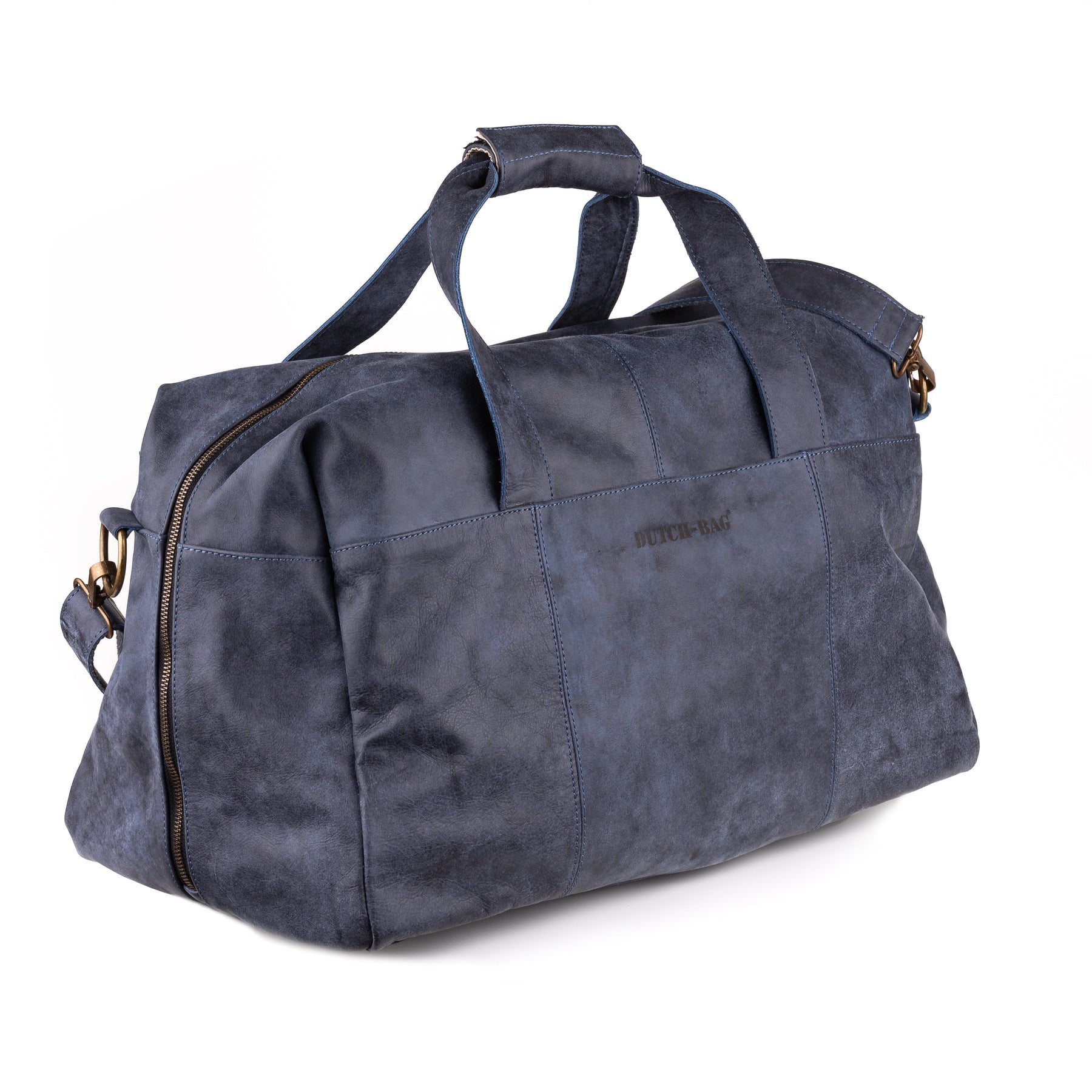 Zwolle Weekender aus Leder Denimblau - Betonleder