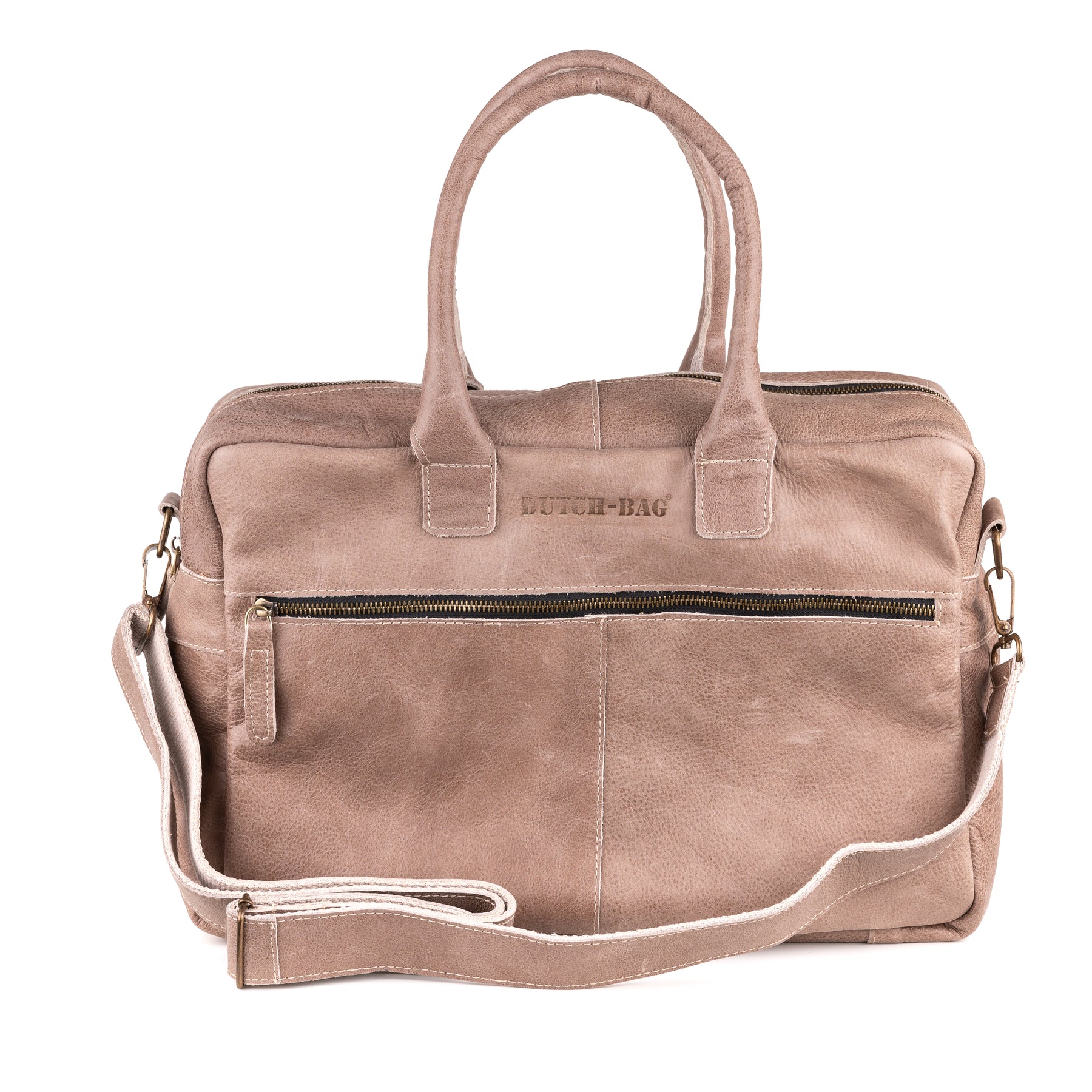 Breda Leren Laptoptas 17 Inch Taupe - Vintage Leder