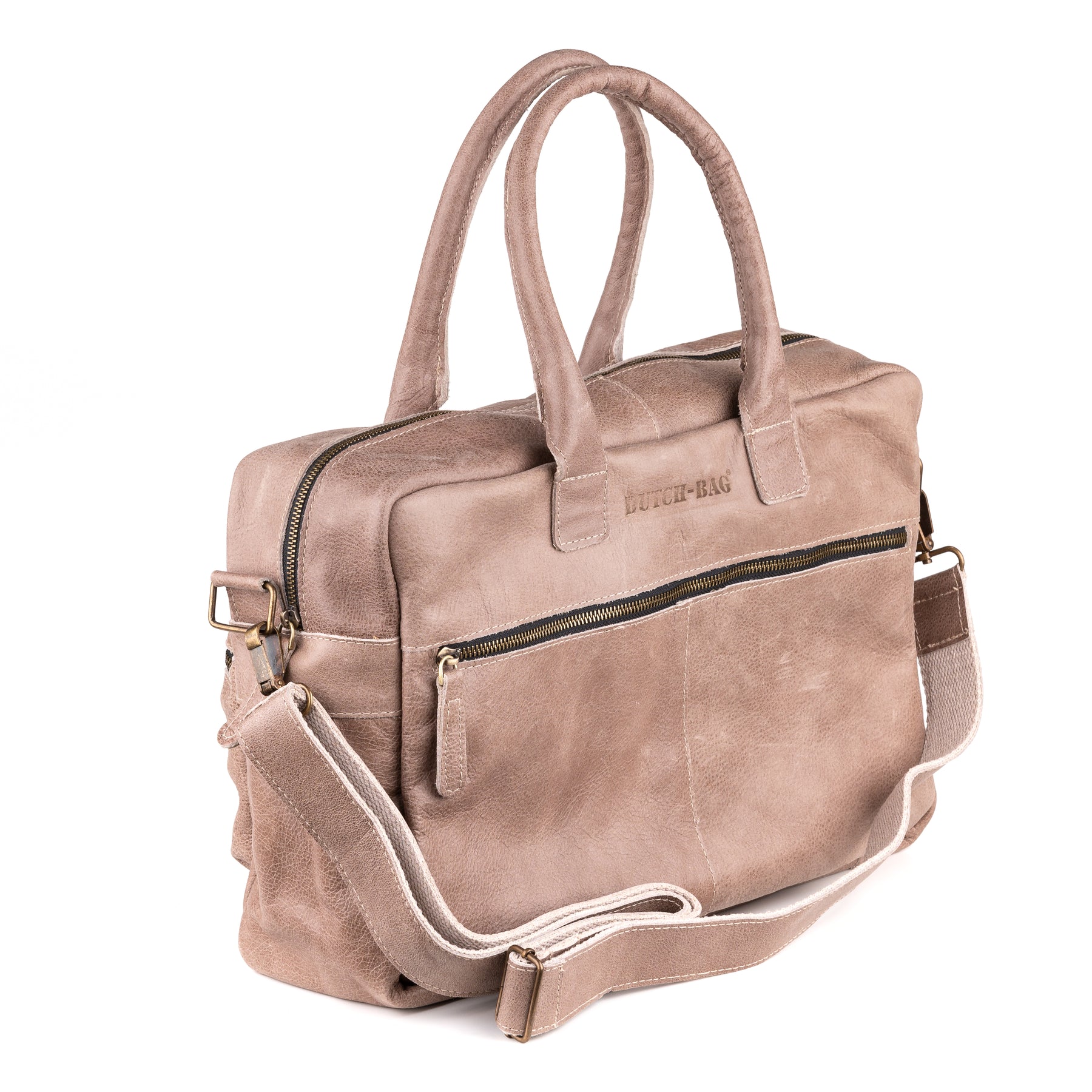 Breda Leren Laptoptas 17 Inch Taupe - Vintage Leder