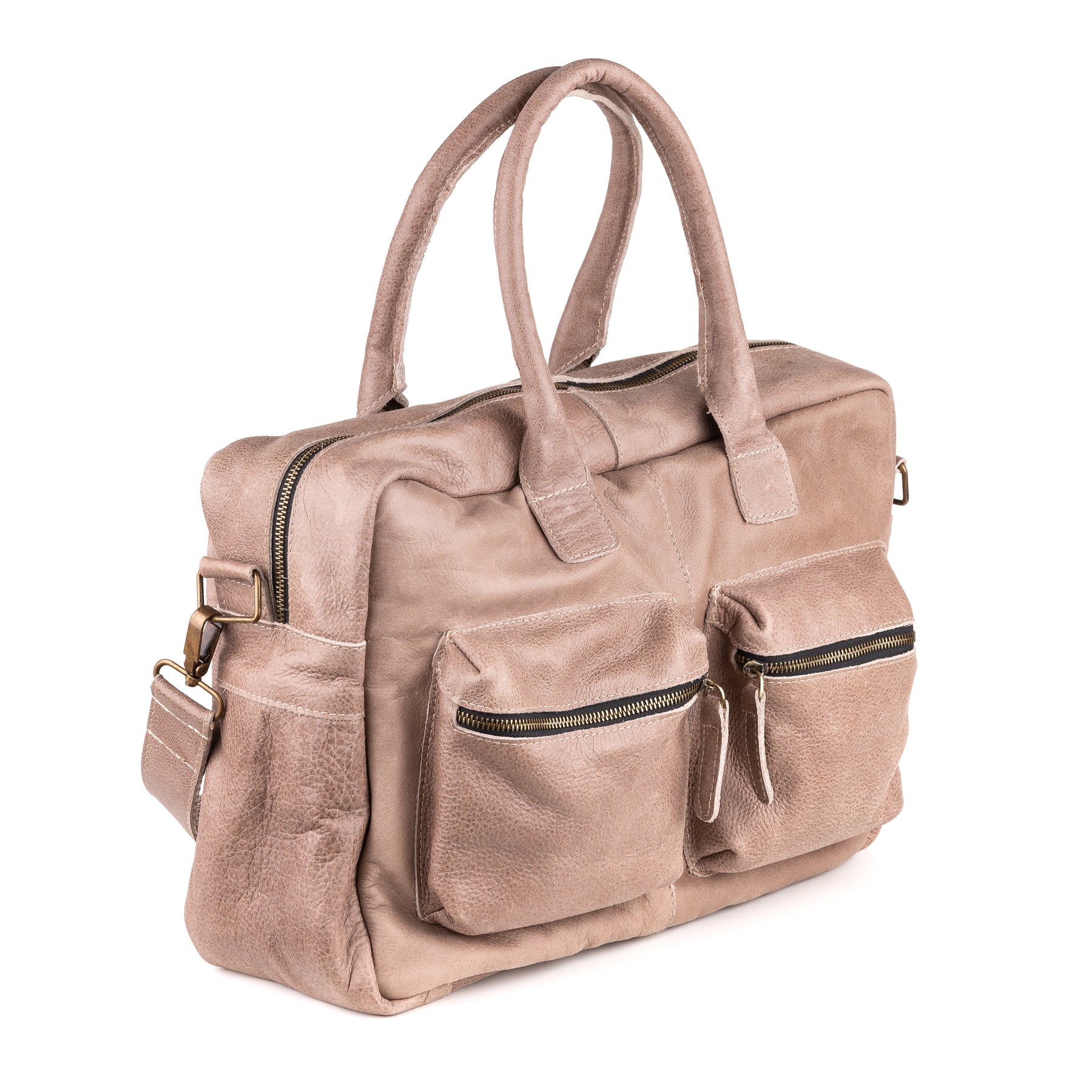 Breda Leren Laptoptas 17 Inch Taupe - Vintage Leder