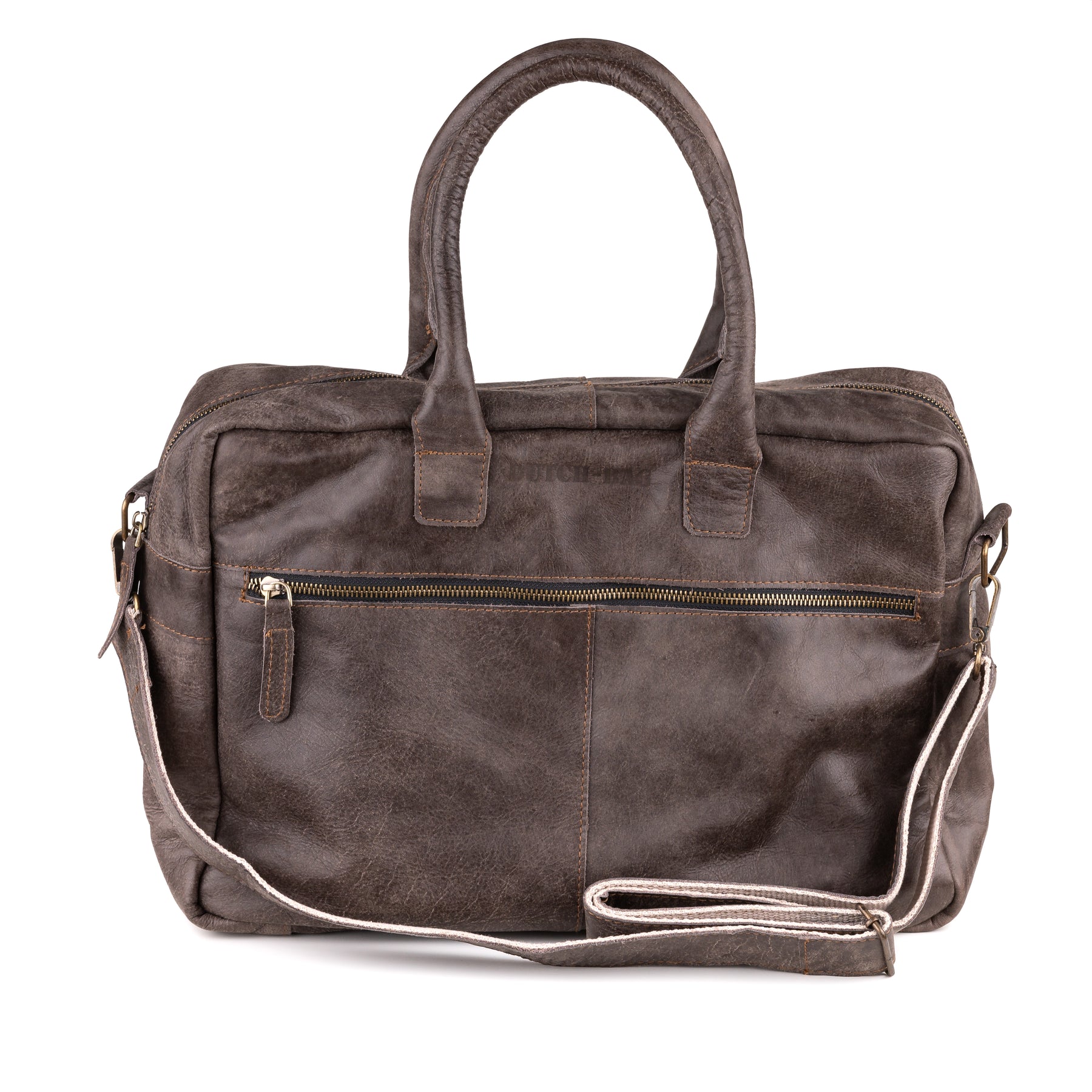 Breda Leren Laptoptas 17 Inch Espresso - Concrete Leder
