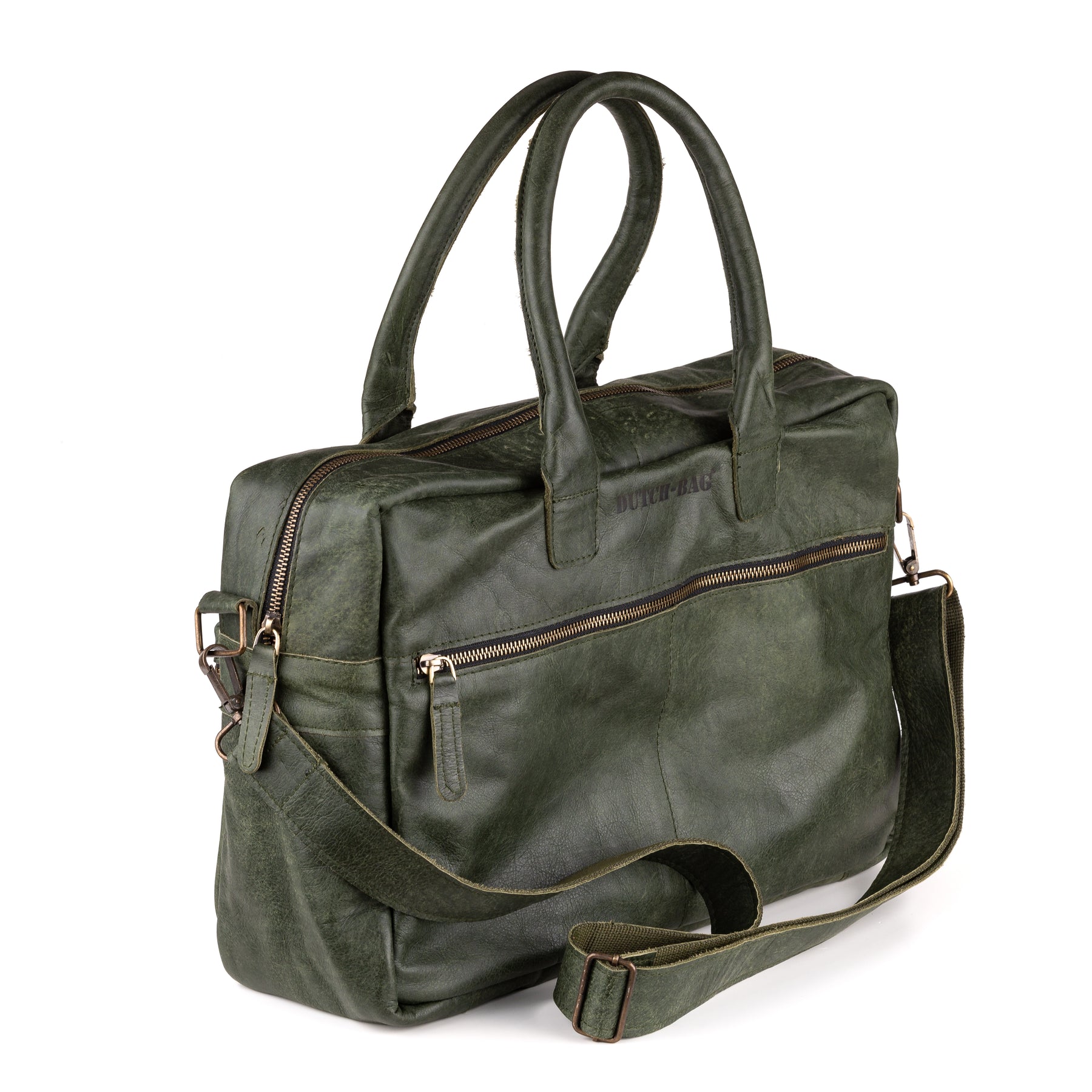 Breda Leren Laptoptas 17 Inch Groen - Concrete Leder
