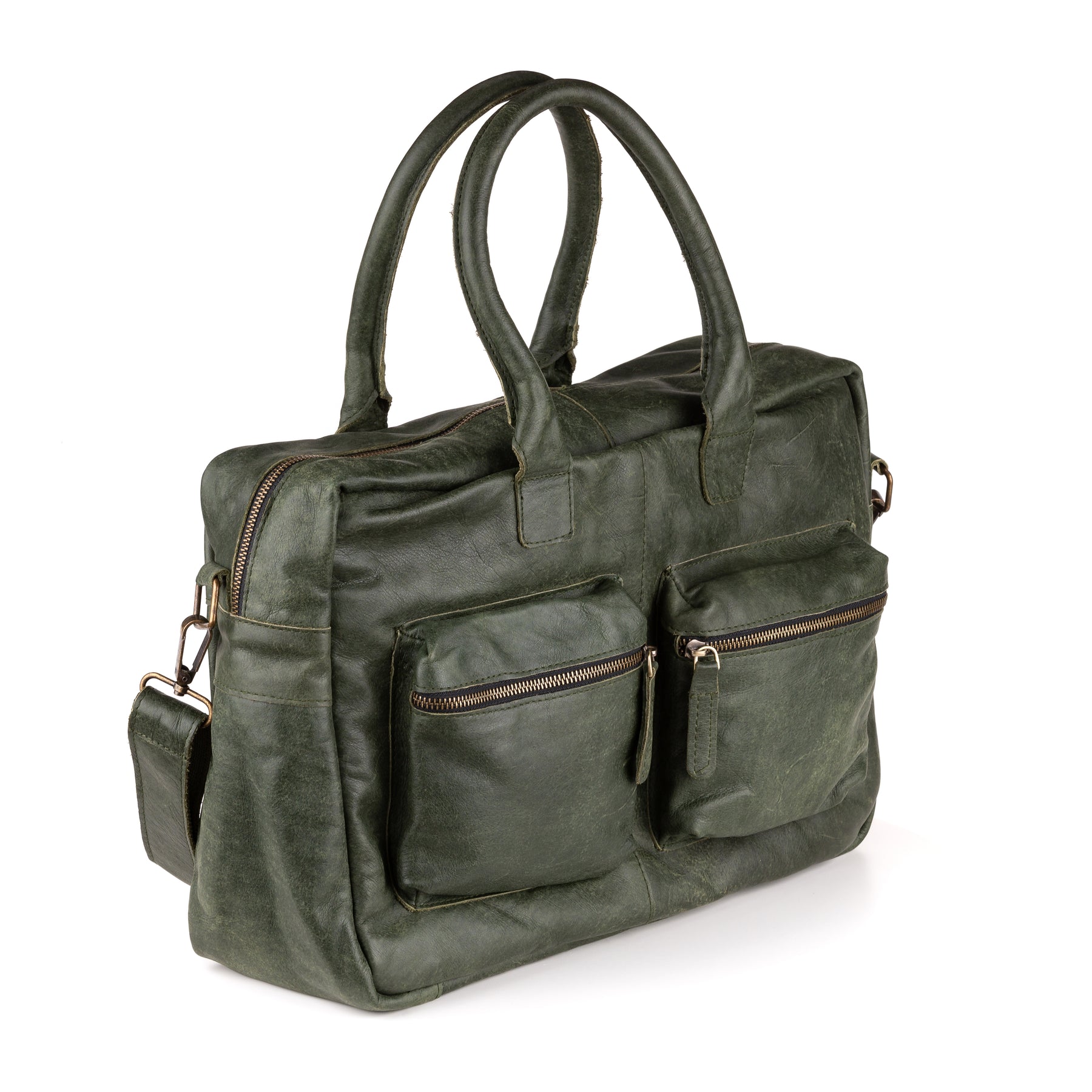 Breda Leren Laptoptas 17 Inch Groen - Concrete Leder