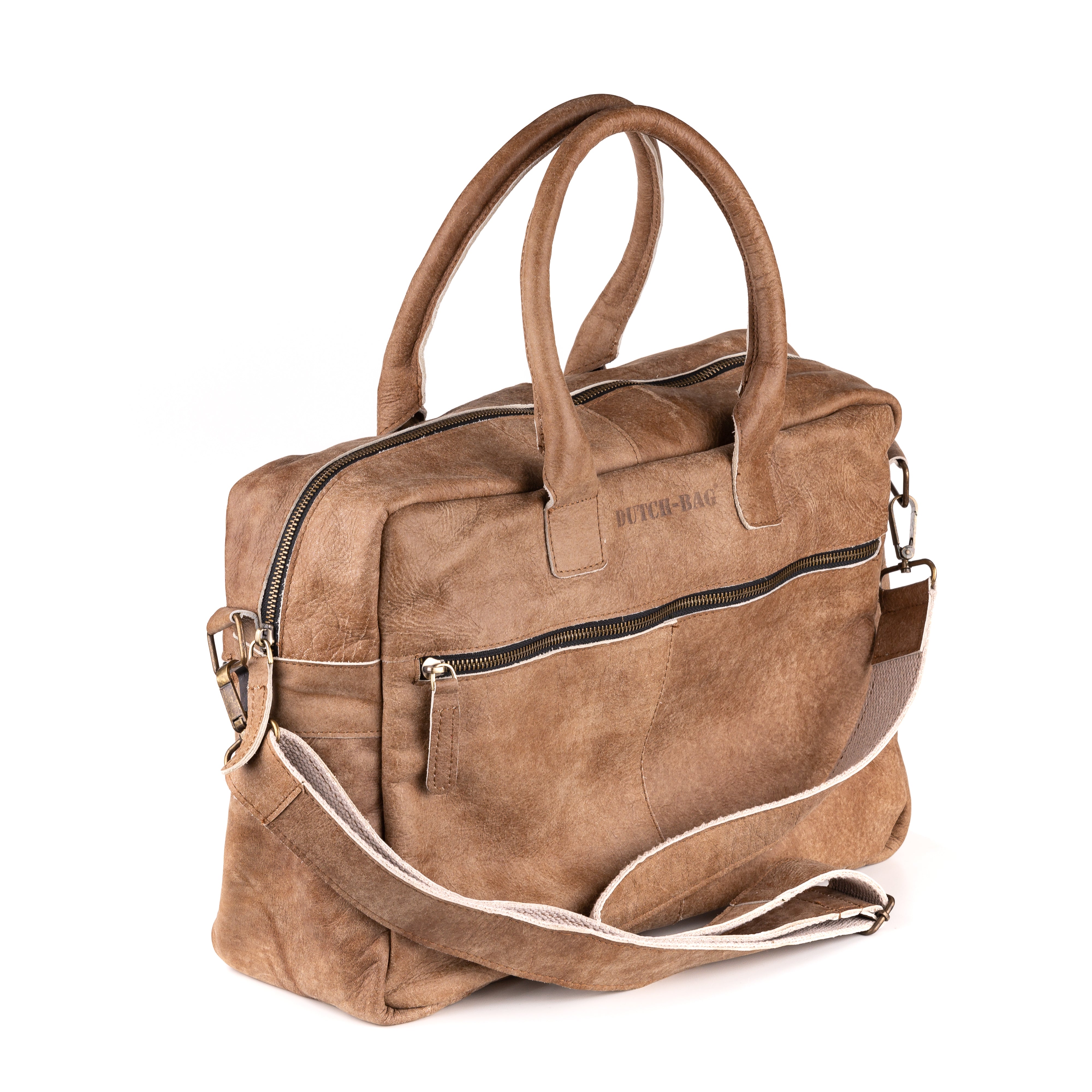 Breda Leren Laptoptas 17 Inch Mou - Concrete Leder