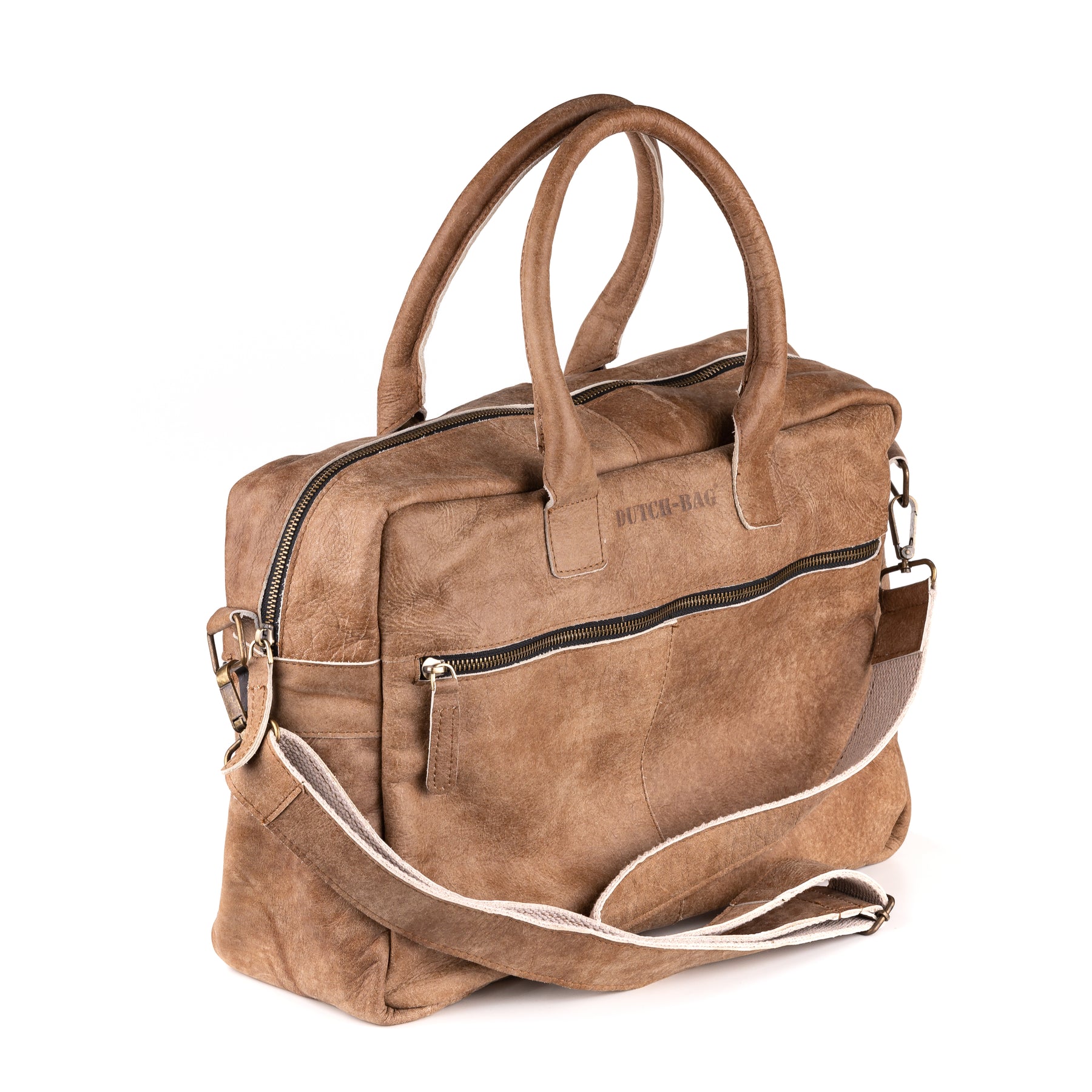 Breda Leren Laptoptas 17 Inch Mou - Concrete Leder