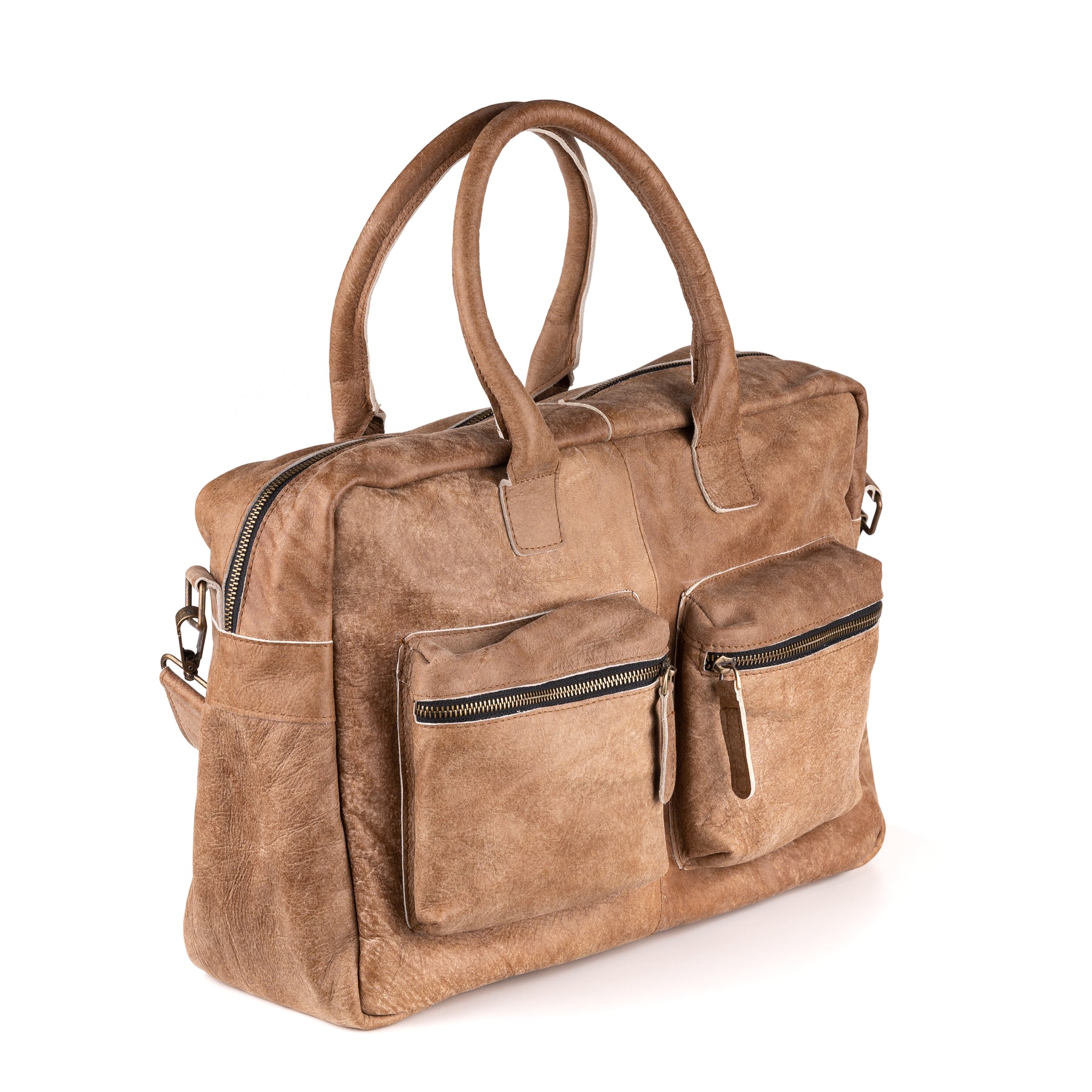 Breda Leren Laptoptas 17 Inch Mou - Concrete Leder