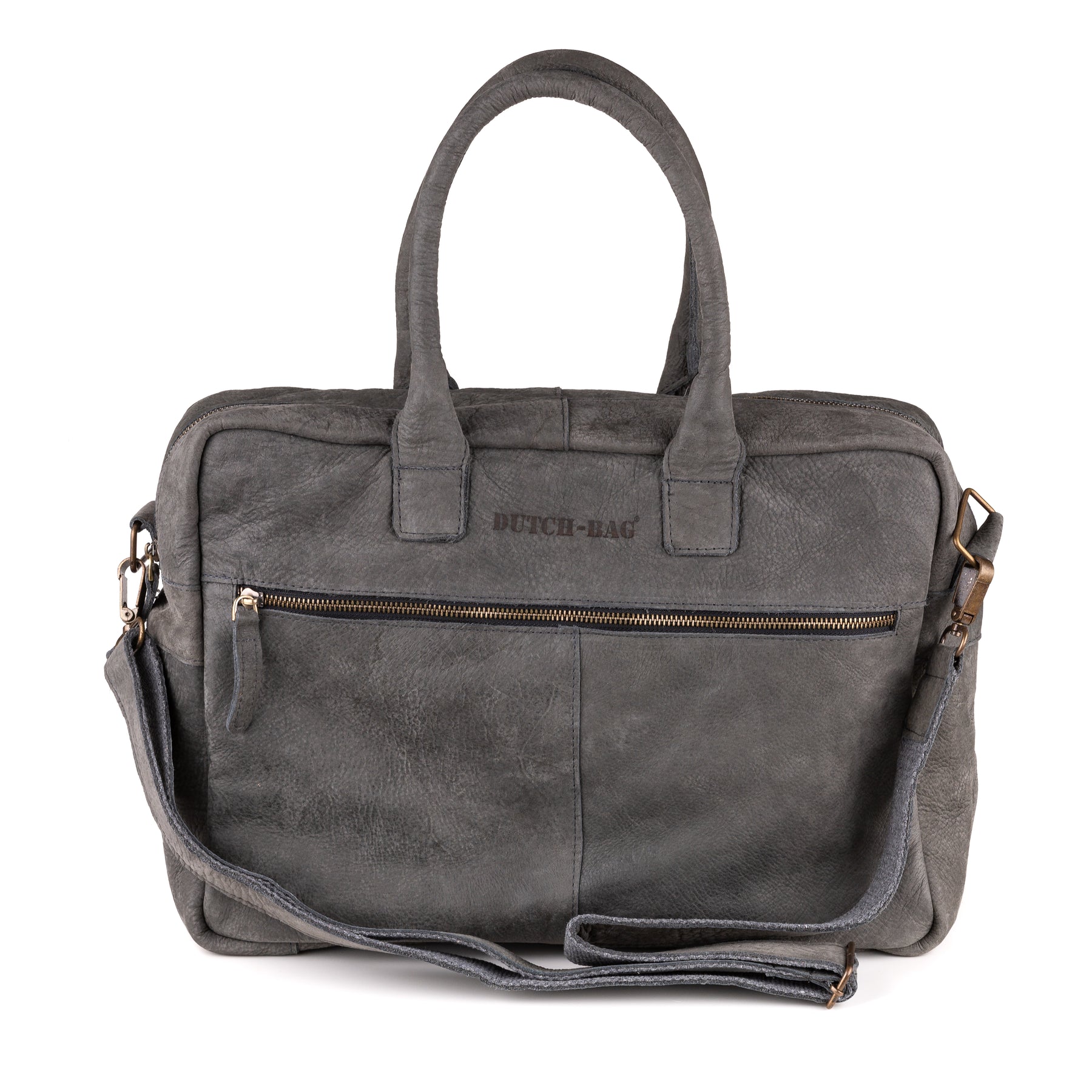 Breda Leren Laptoptas 17 Inch Antraciet - Concrete Leder