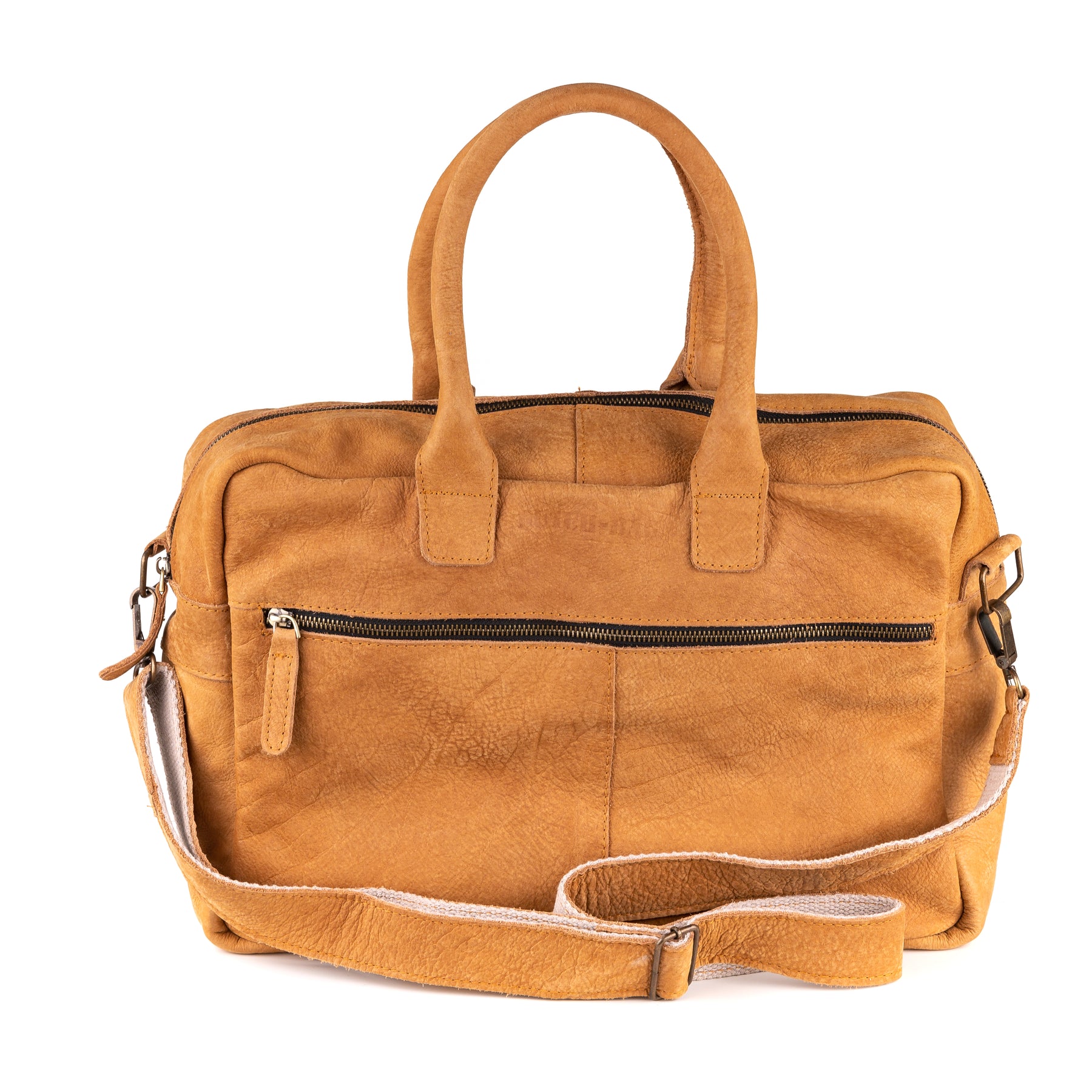 Breda Leren Laptoptas 17 Inch Cognac - Kenia Leder