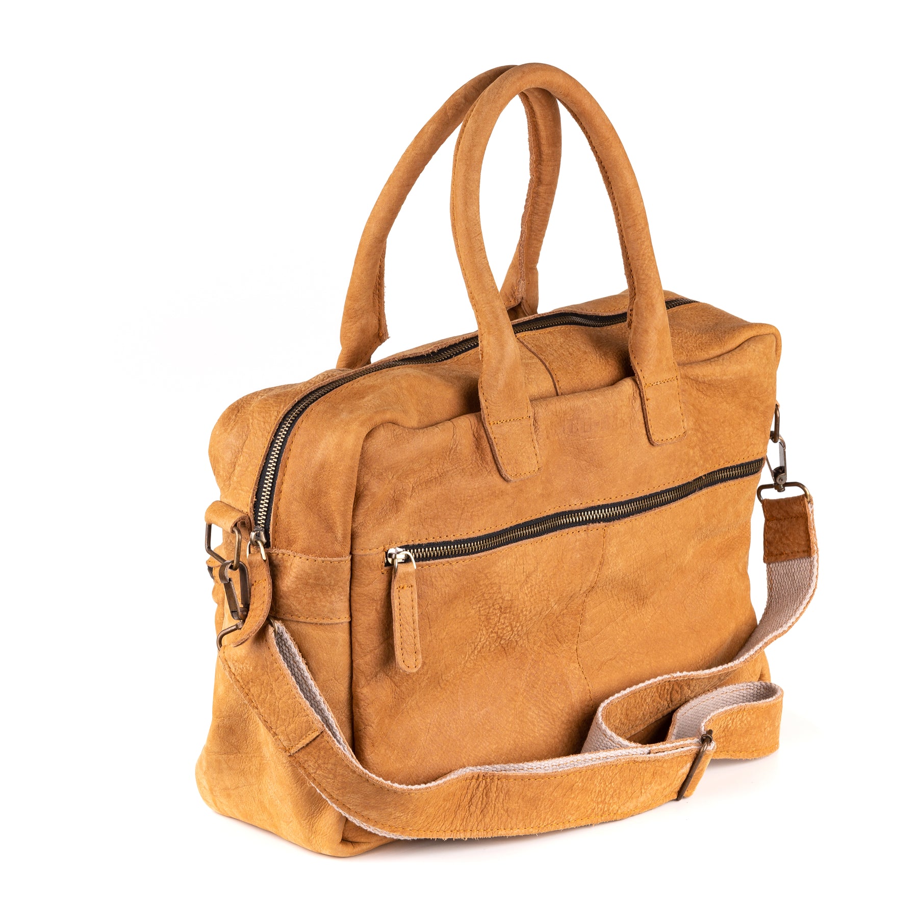 Breda Leren Laptoptas 17 Inch Cognac - Kenia Leder