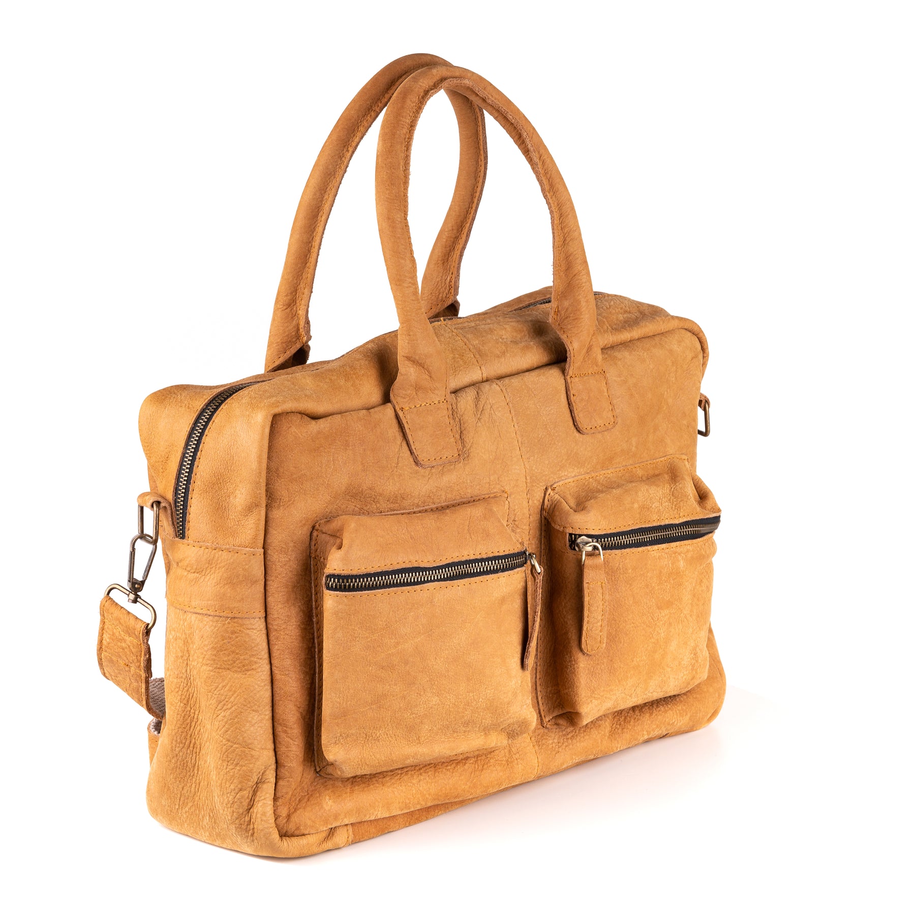 Breda Leren Laptoptas 17 Inch Cognac - Kenia Leder