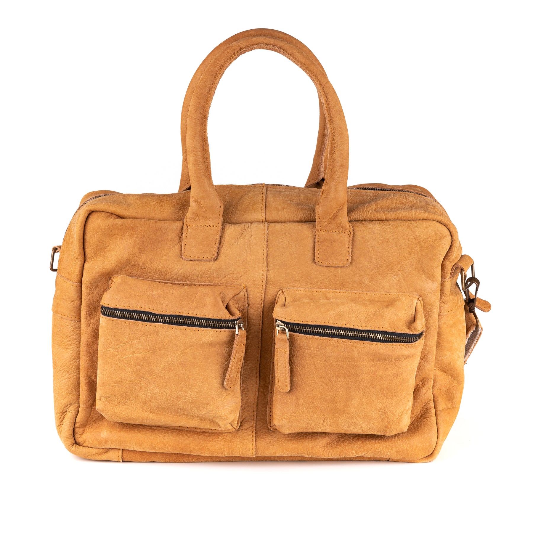 Breda Leren Laptoptas 17 Inch Cognac - Kenia Leder