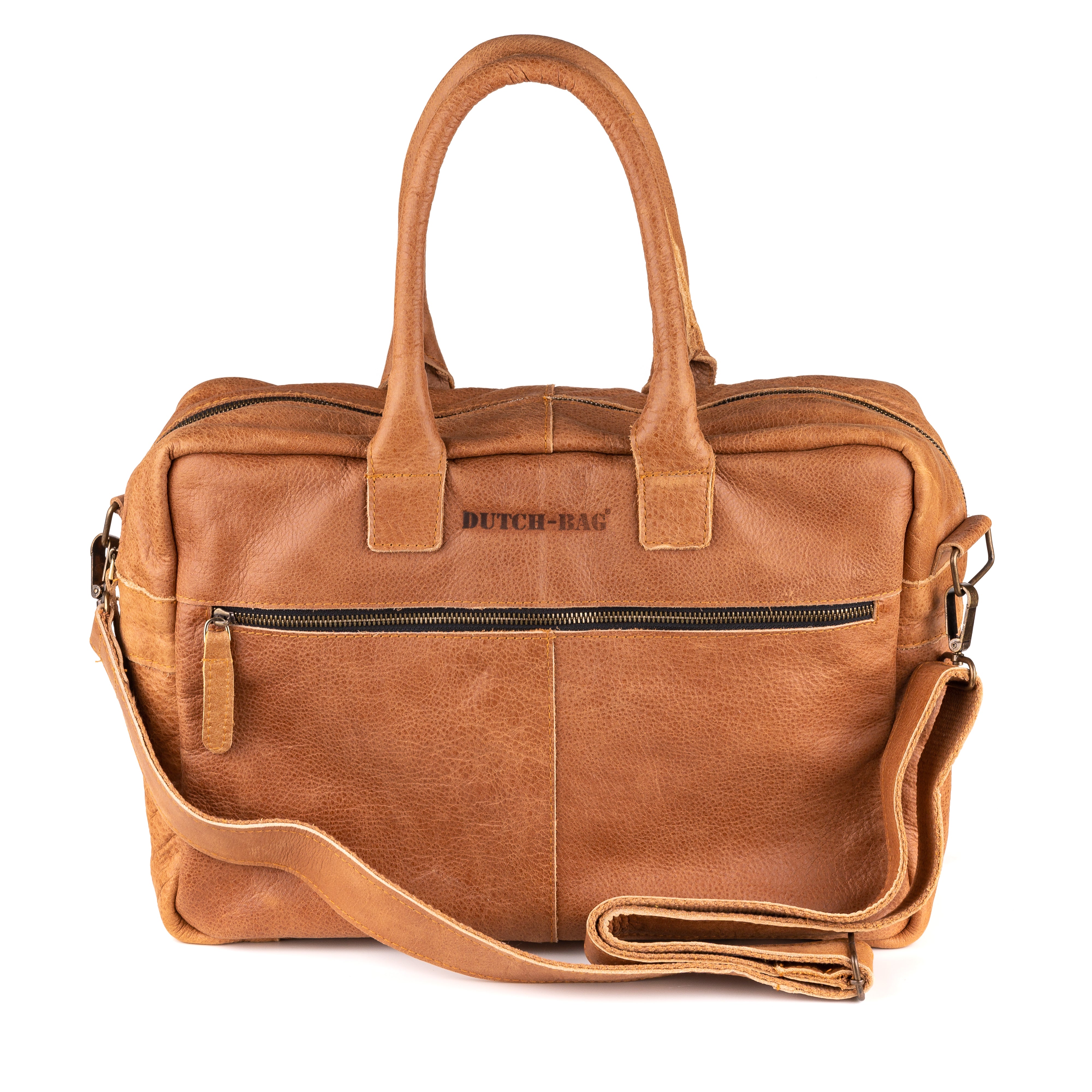 Breda Leren Laptoptas 17 Inch Cognac - Vintage Leder