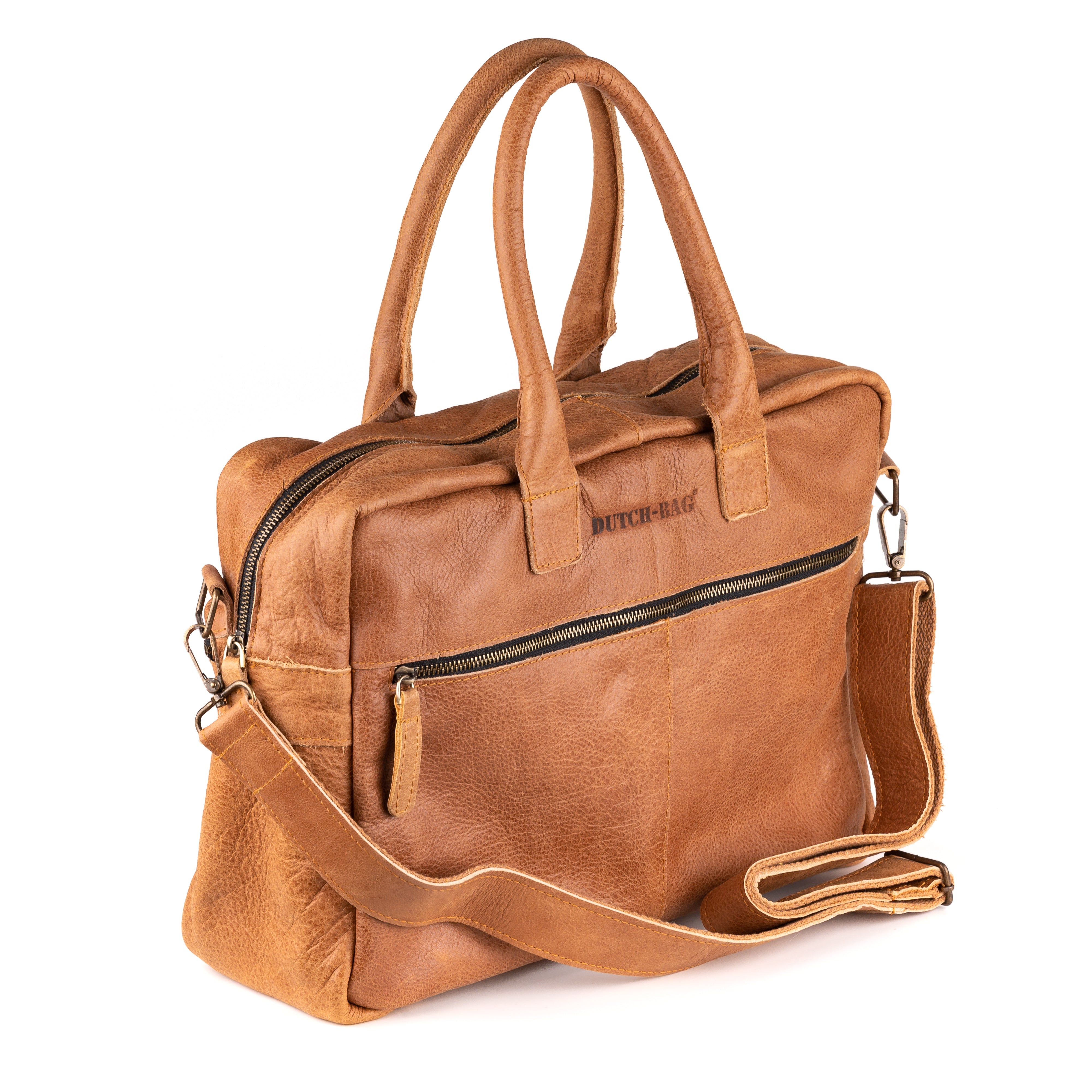 Breda Leren Laptoptas 17 Inch Cognac - Vintage Leder