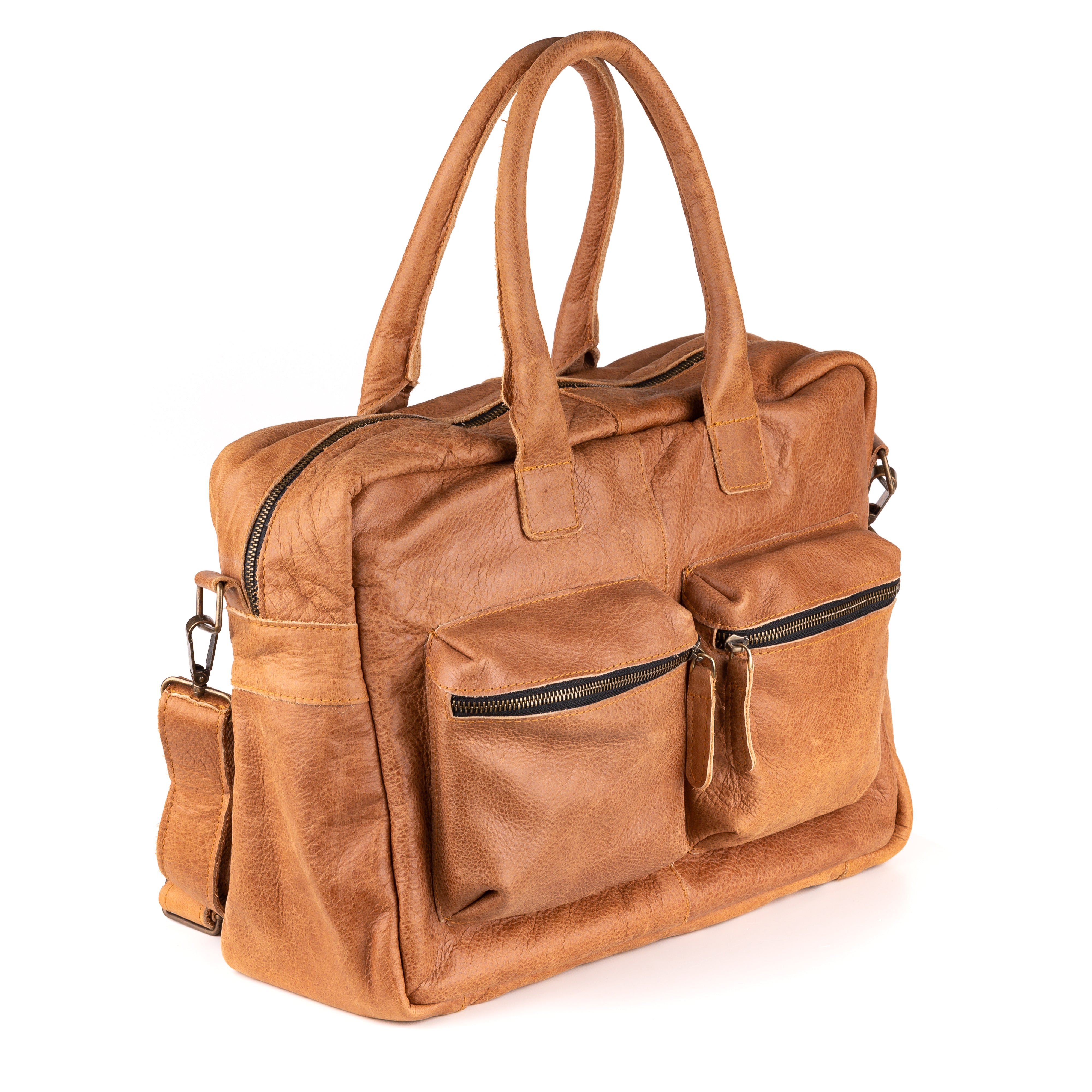 Breda Leren Laptoptas 17 Inch Cognac - Vintage Leder