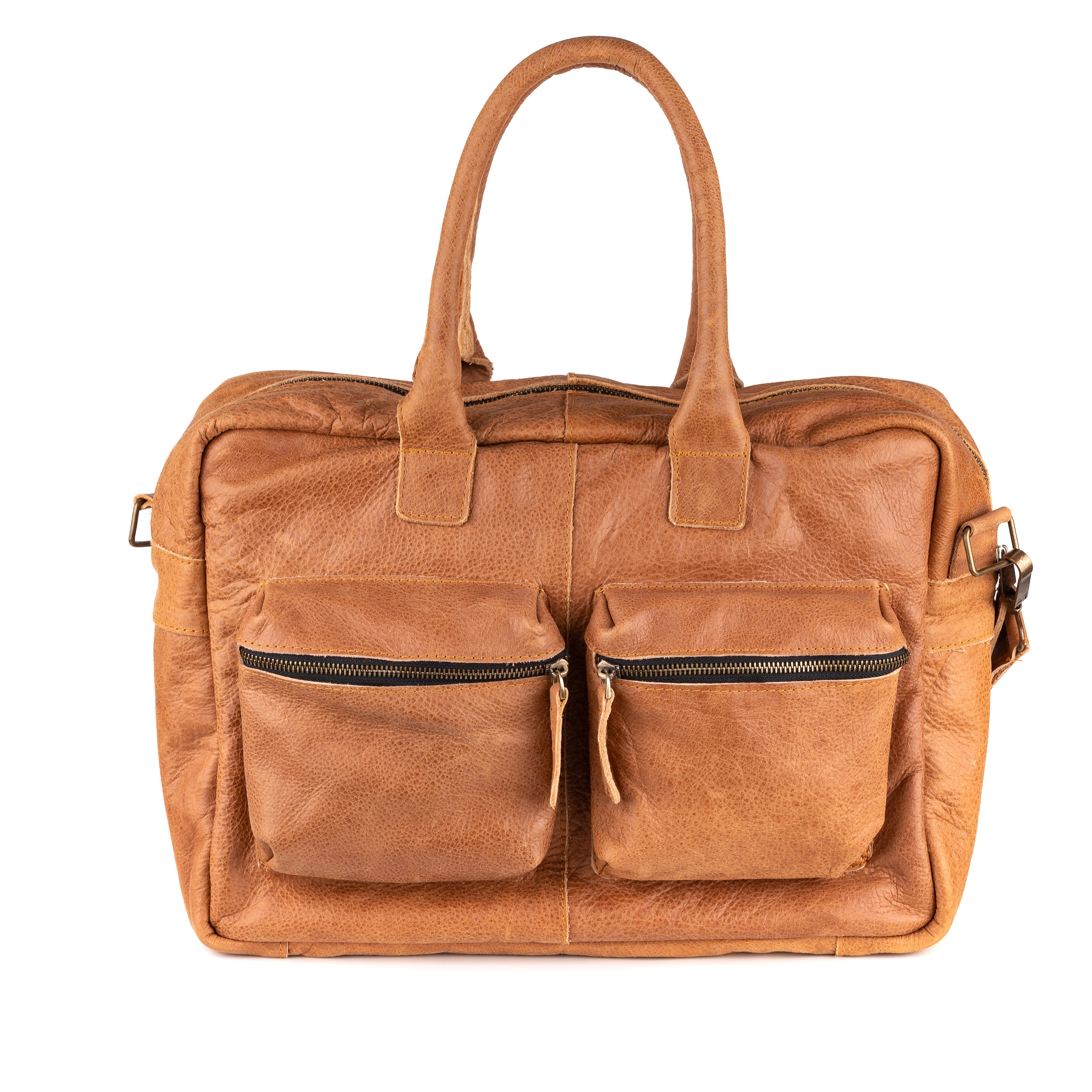 Breda Leren Laptoptas 17 Inch Cognac - Vintage Leder