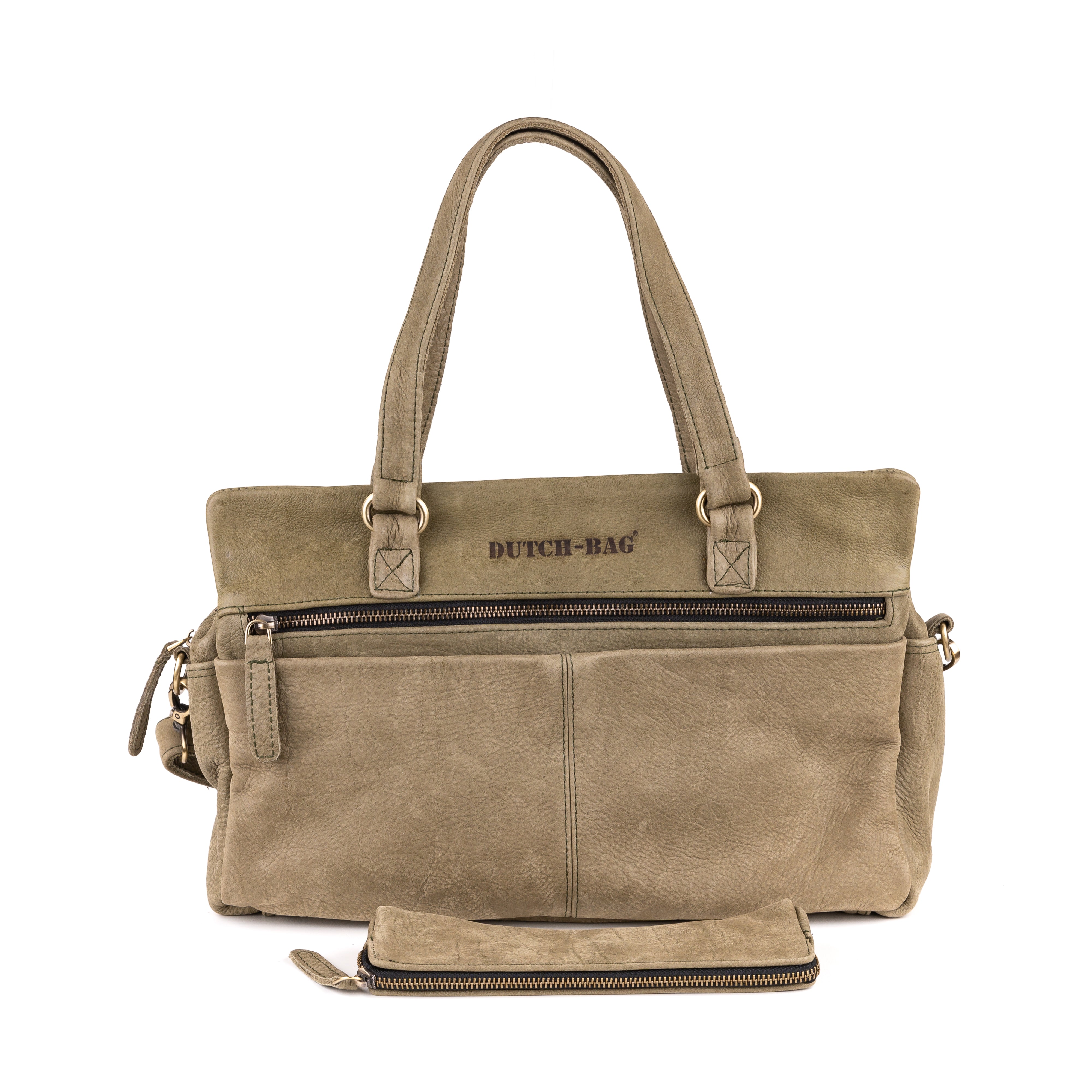 Eleganza Dames Handtas Leer Taupe - Kenia leder