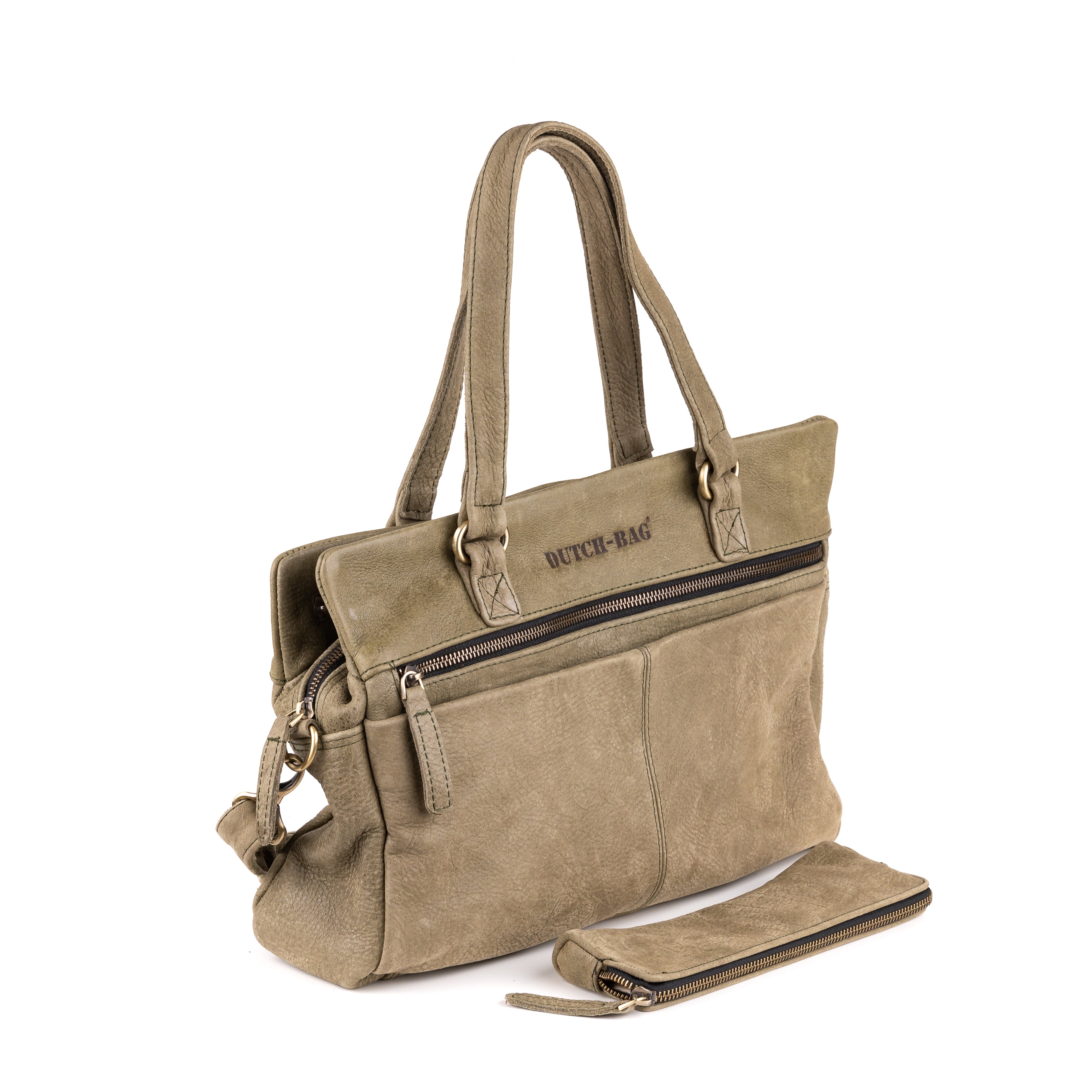 Eleganza Dames Handtas Leer Taupe - Kenia leder