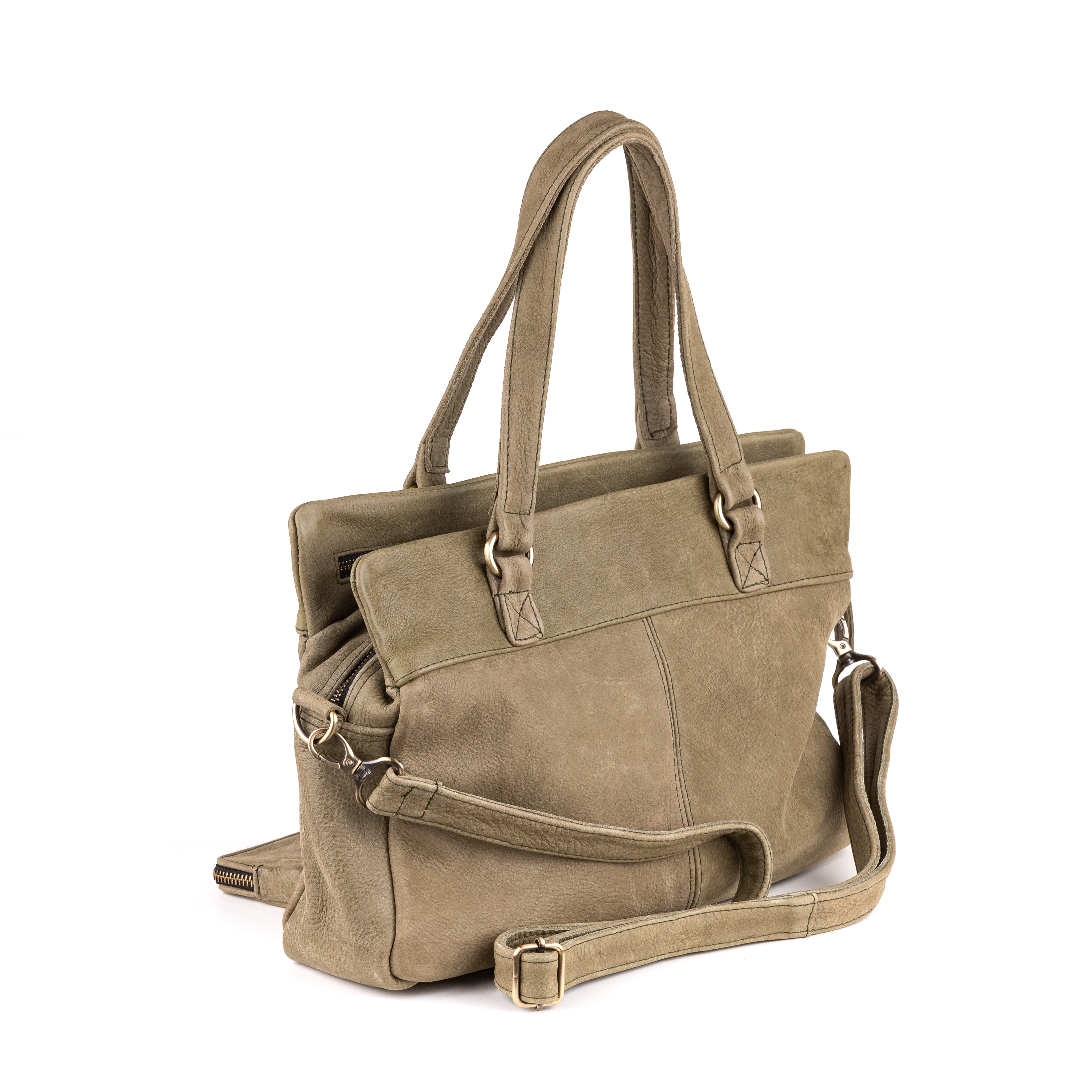 Eleganza Dames Handtas Leer Taupe - Kenia leder