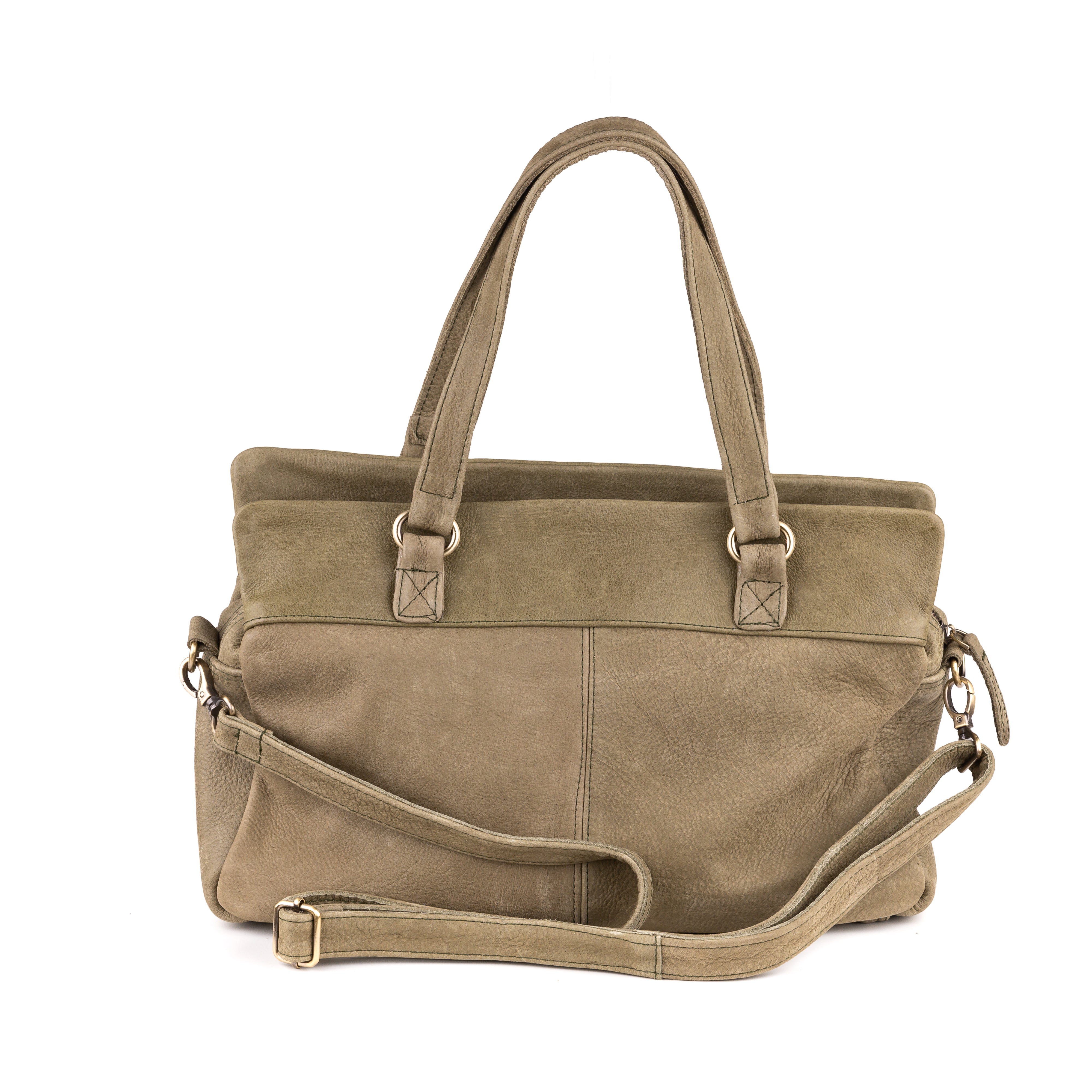 Eleganza Dames Handtas Leer Taupe - Kenia leder