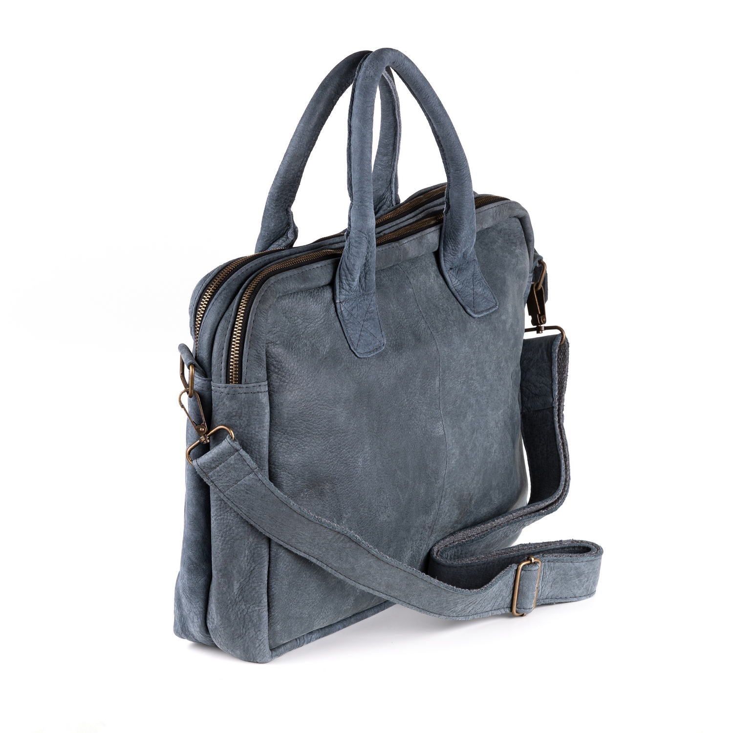 Amsterdam Leren Laptoptas 17 Inch Denim - Kenia Leder