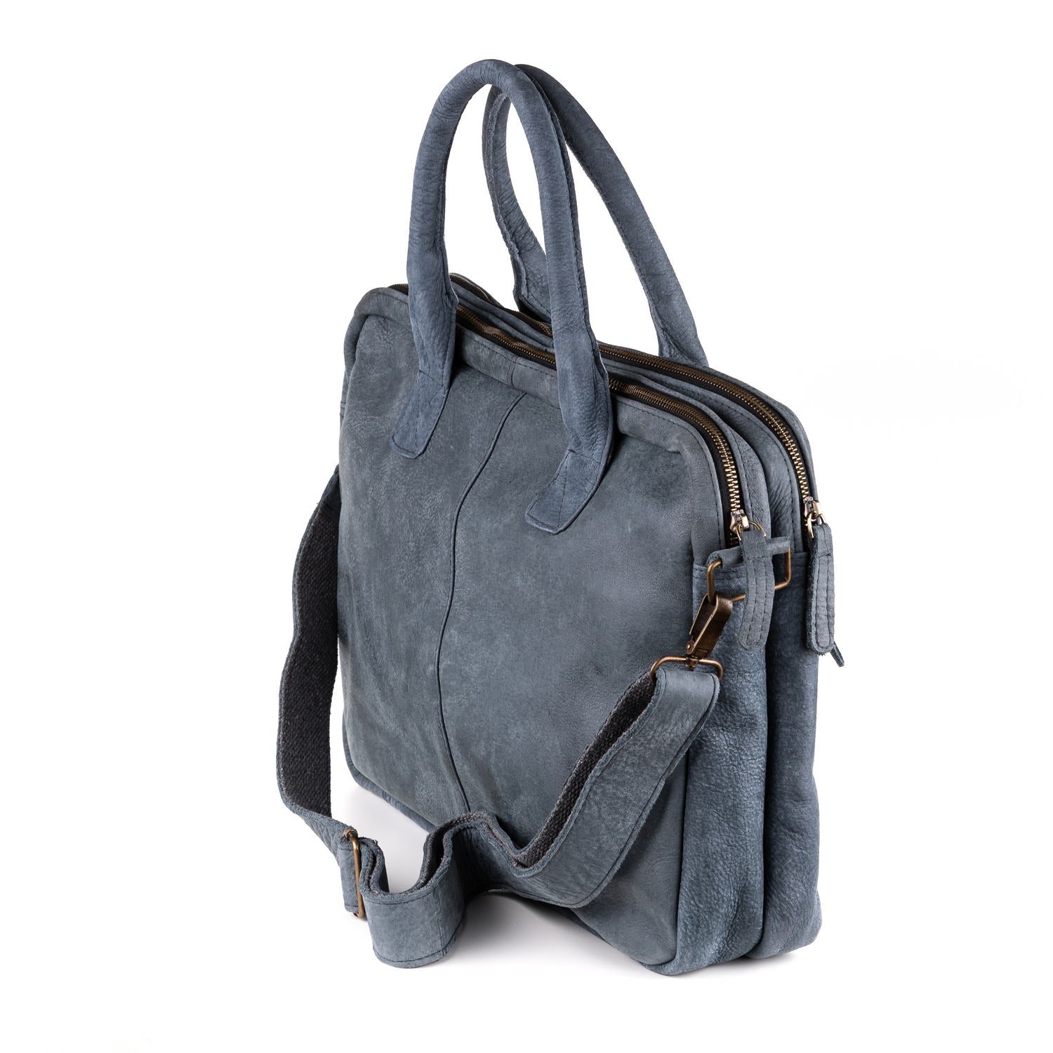 Amsterdam Leren Laptoptas 17 Inch Denim - Kenia Leder