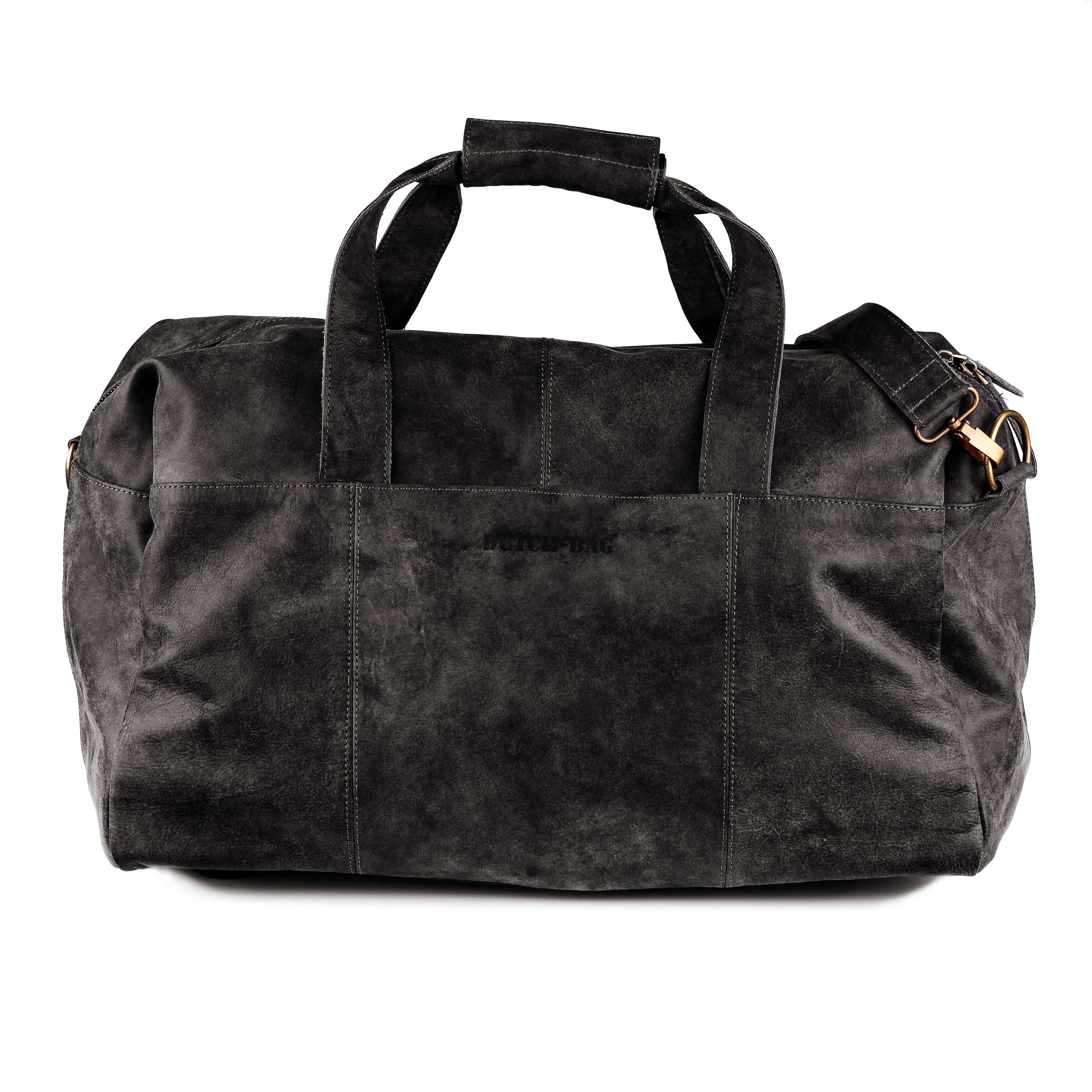 Zwolle Leren Weekendtas Black - Concrete Leder