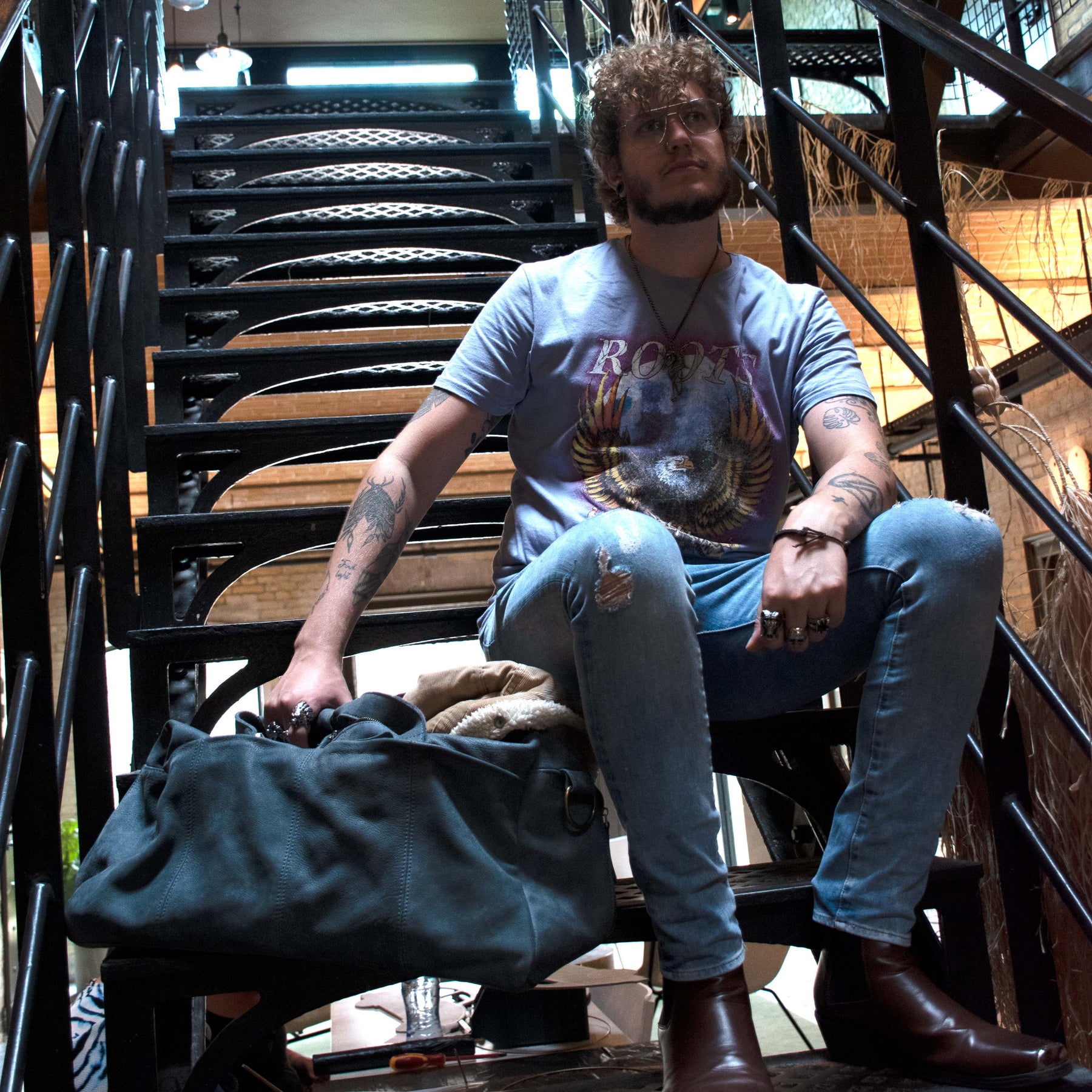 Zwolle Leren Weekendtas Denim Blauw - Kenia Leder