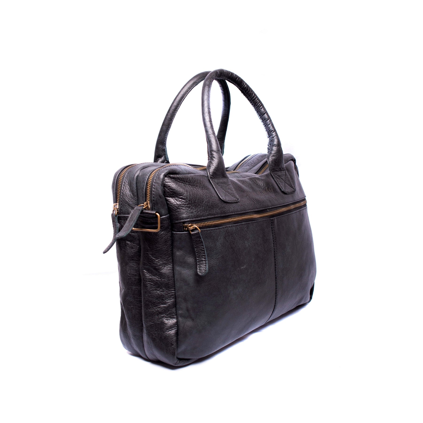 Amsterdam Leren Laptoptas 17 Inch Zwart - Concrete Leder