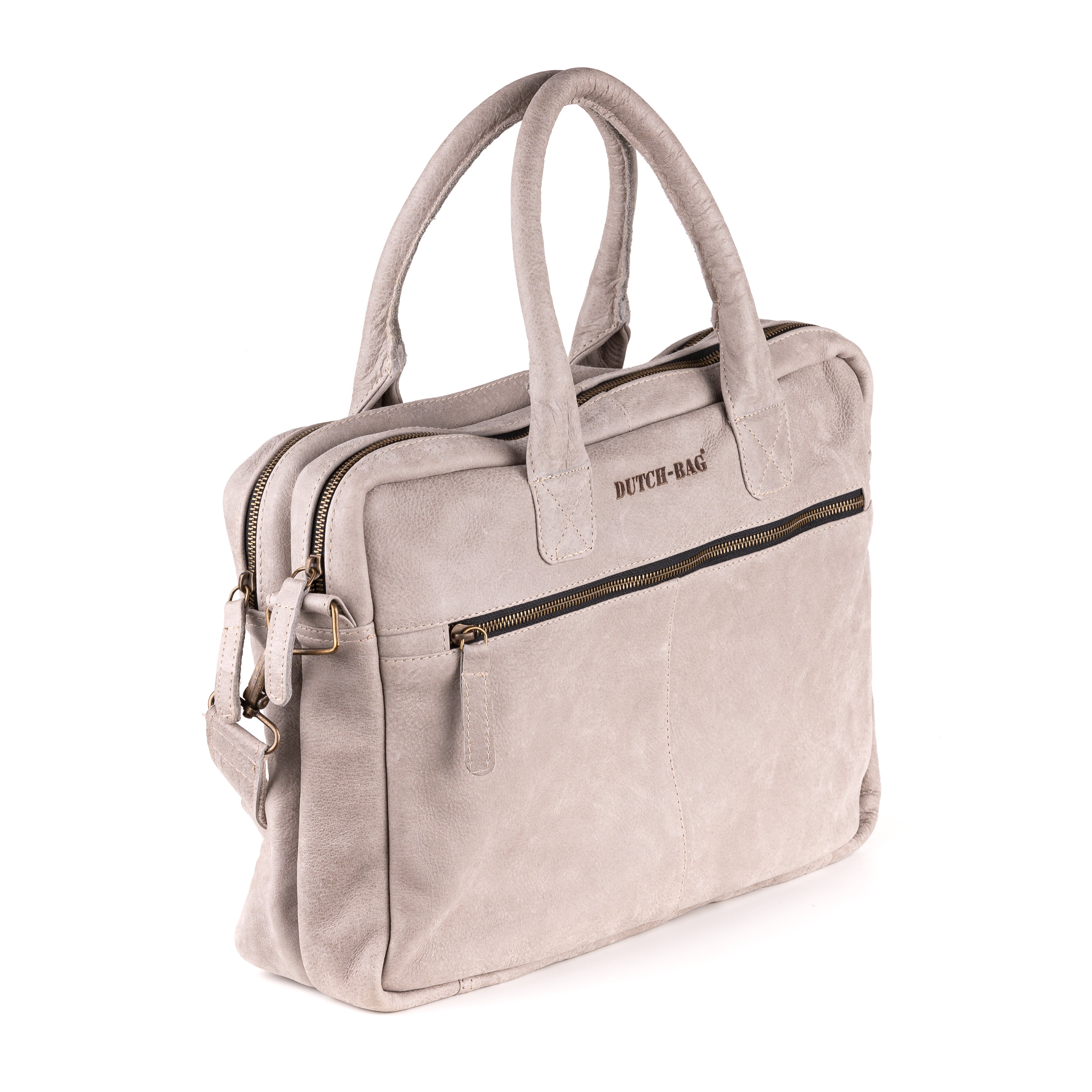 Amsterdam Leather Laptop Bag 17 Inch Light Gray - Kenya Leather