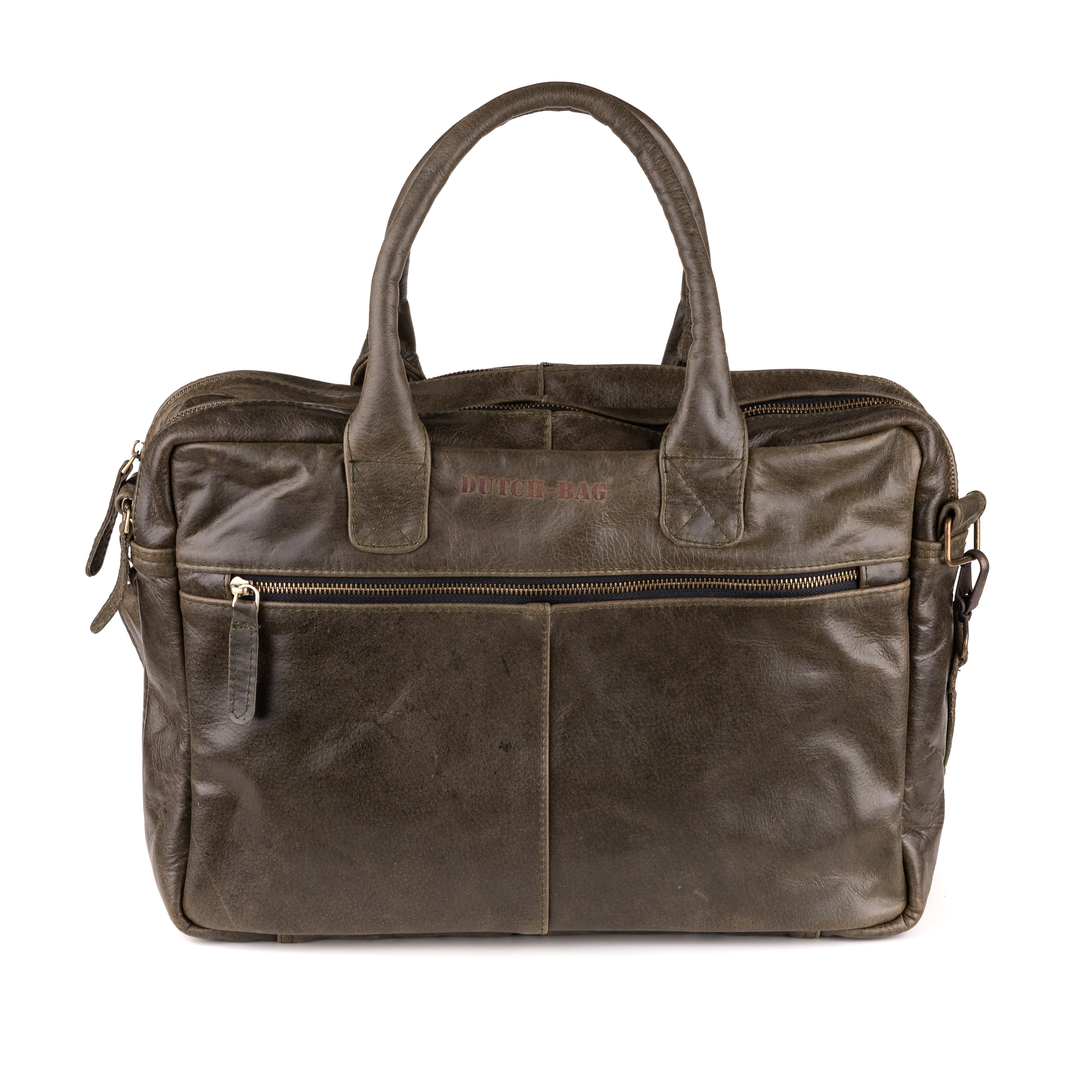 Amsterdam Leather Laptop Bag 17 Inch Olive - Kenya Leather