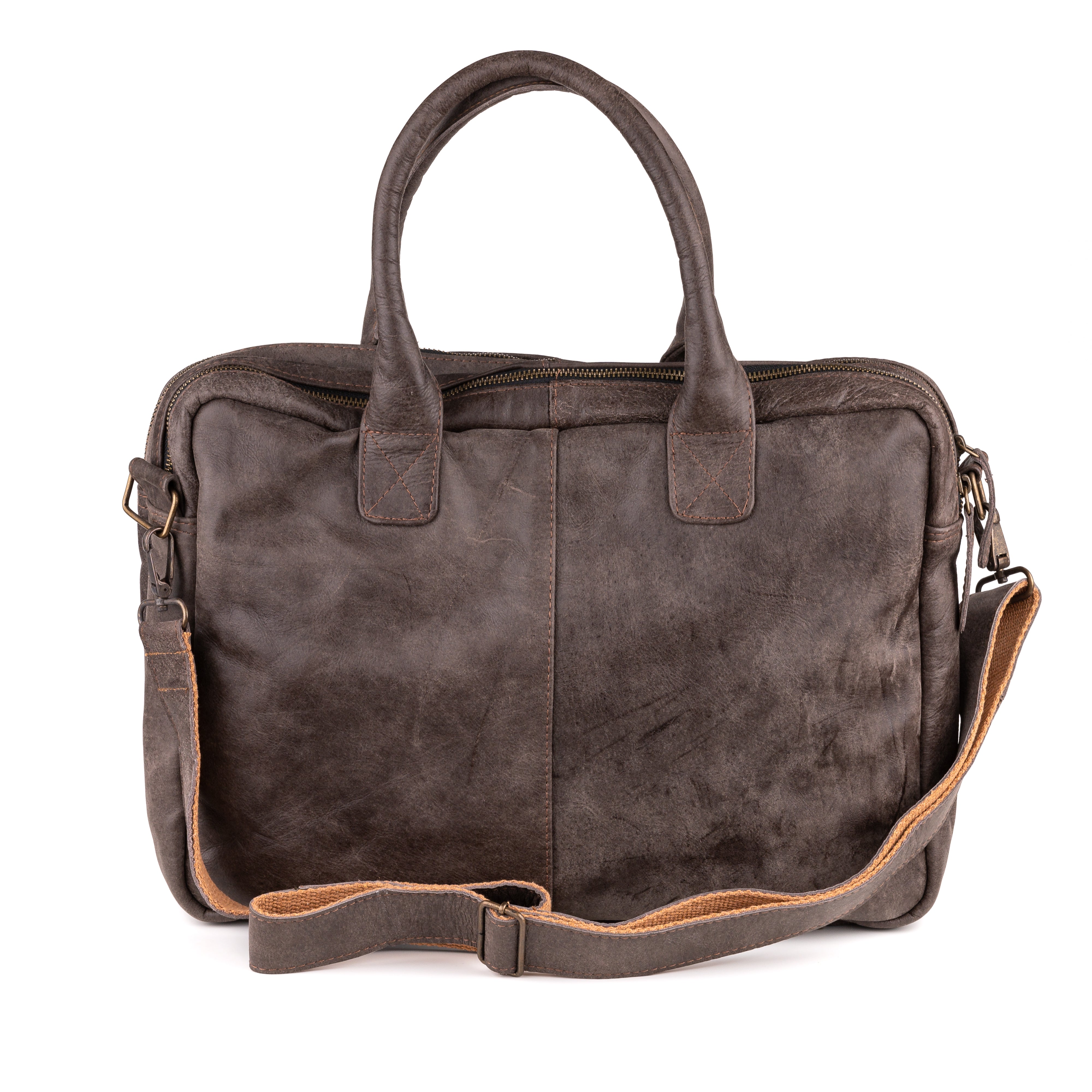 Amsterdam Leather Laptop Bag 17 Inch Anthracite - Kenya Leather