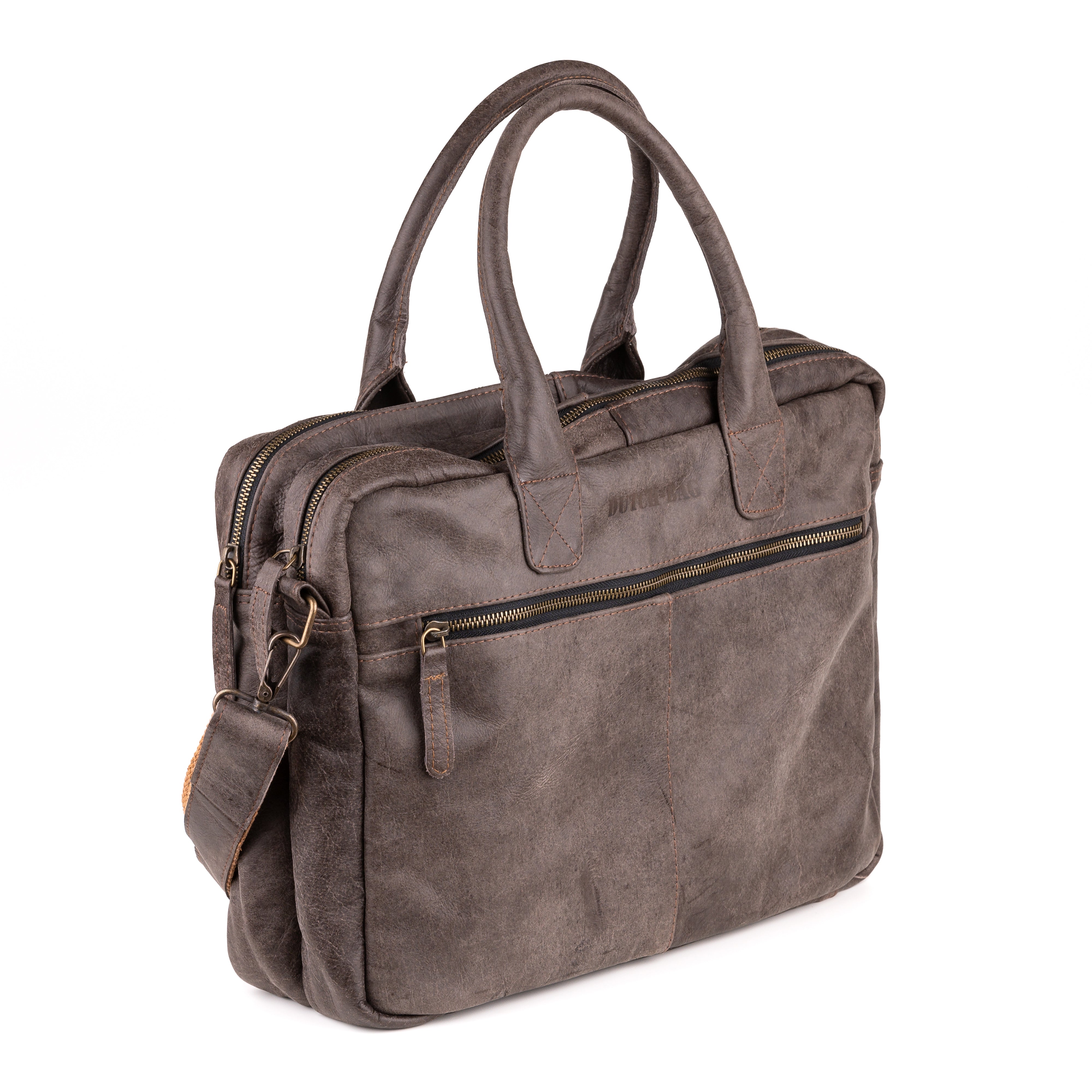 Amsterdam Leather Laptop Bag 17 Inch Anthracite - Kenya Leather