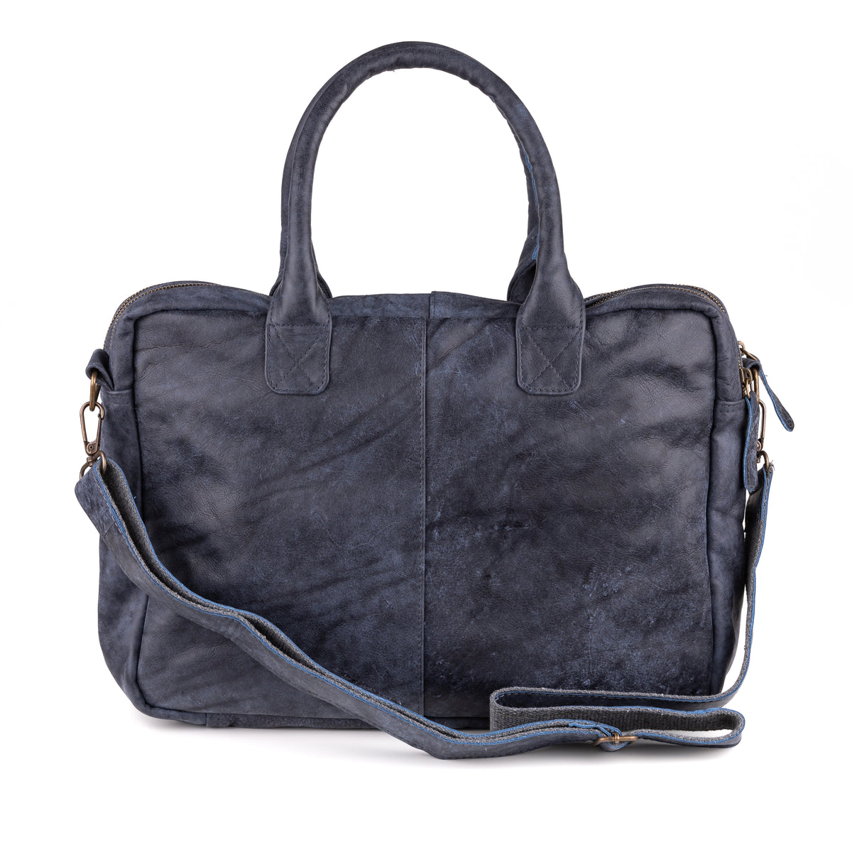 Amsterdam Leren Laptoptas 17 Inch Denim - Concrete Leder