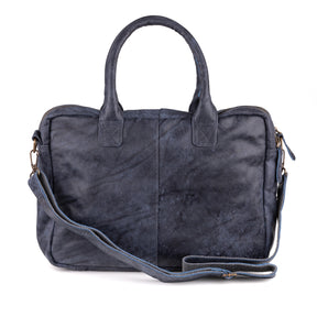 Amsterdam Leren Laptoptas 17 Inch Denim - Concrete Leder