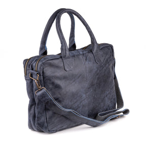 Amsterdam Leren Laptoptas 17 Inch Denim - Concrete Leder