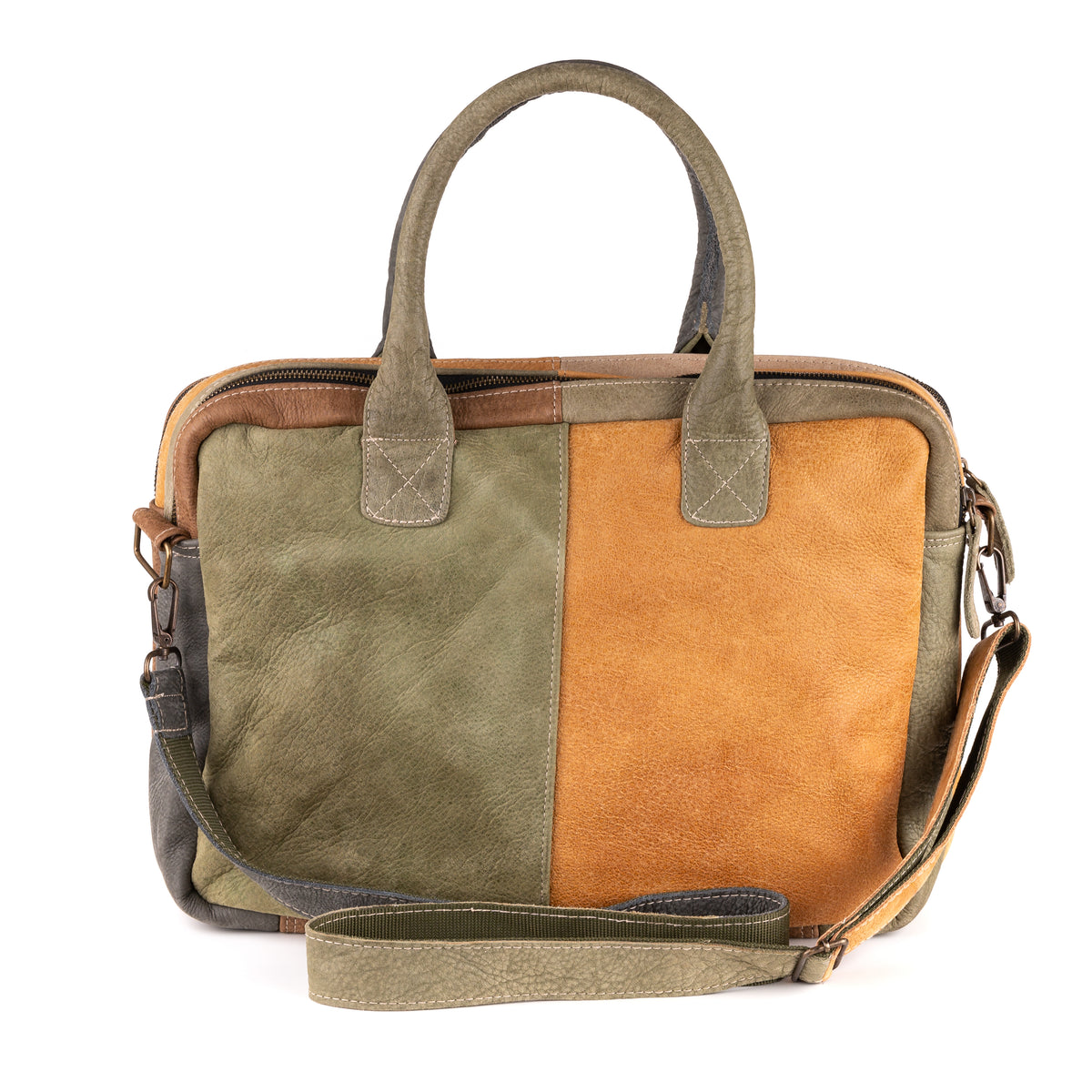 Amsterdam Leren Laptoptas 17 Inch Patchwork - Kenia Leder