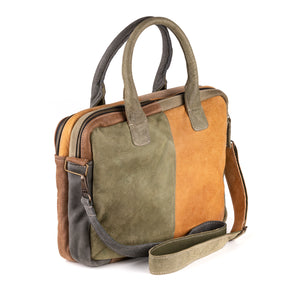 Amsterdam Leren Laptoptas 17 Inch Patchwork - Kenia Leder