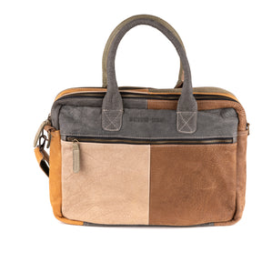 Amsterdam Leren Laptoptas 17 Inch Patchwork - Kenia Leder