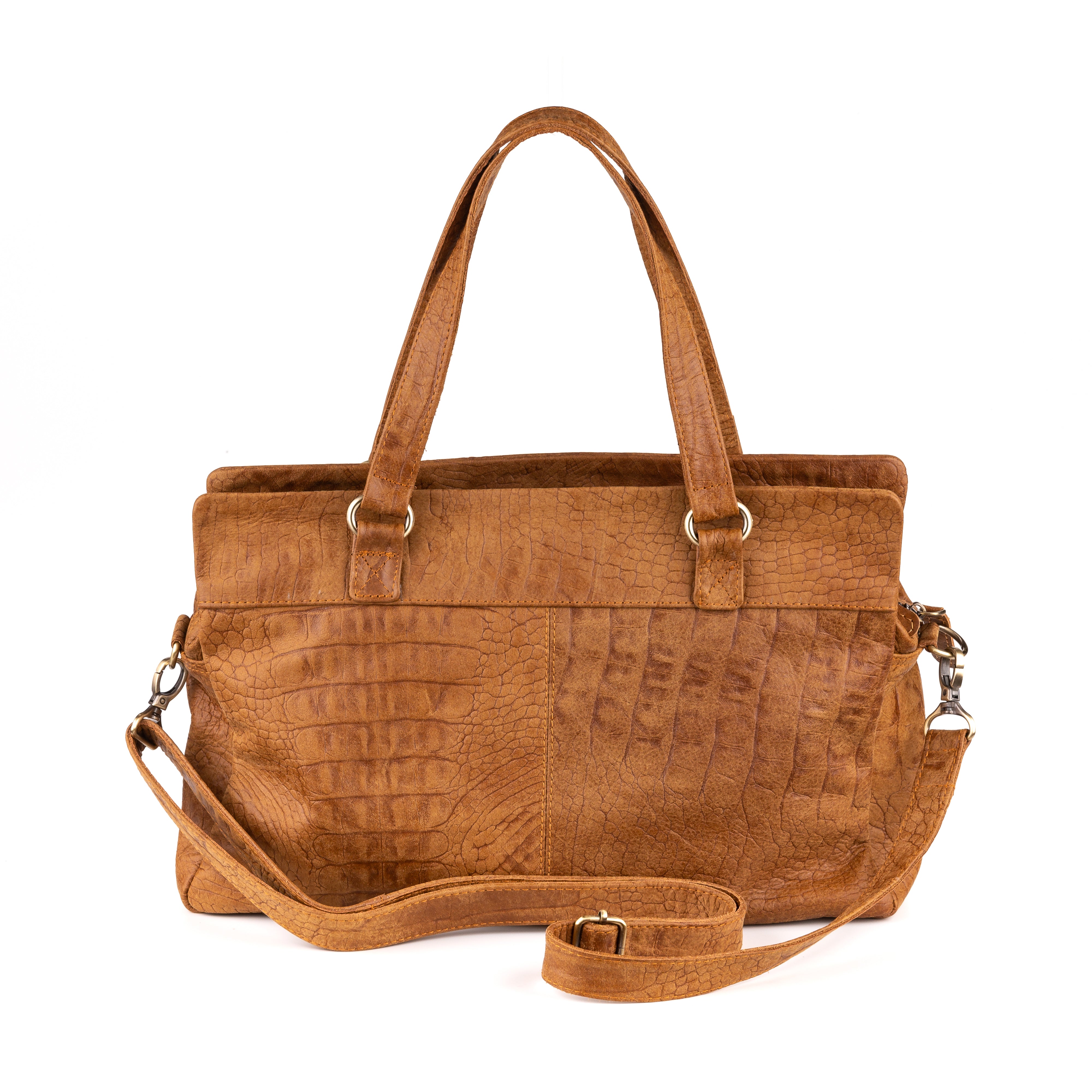 Arnhem Dames Handtas Leer Croco Cognac - Concrete leder