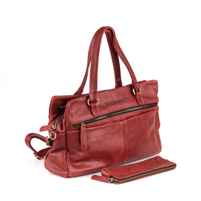 Arnhem Dames Handtas Leer Burgundi Rood - Vintage Leder