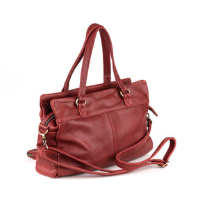Arnhem Dames Handtas Leer Burgundi Rood - Vintage Leder