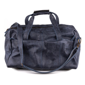 Zwolle Weekender aus Leder Denimblau - Betonleder