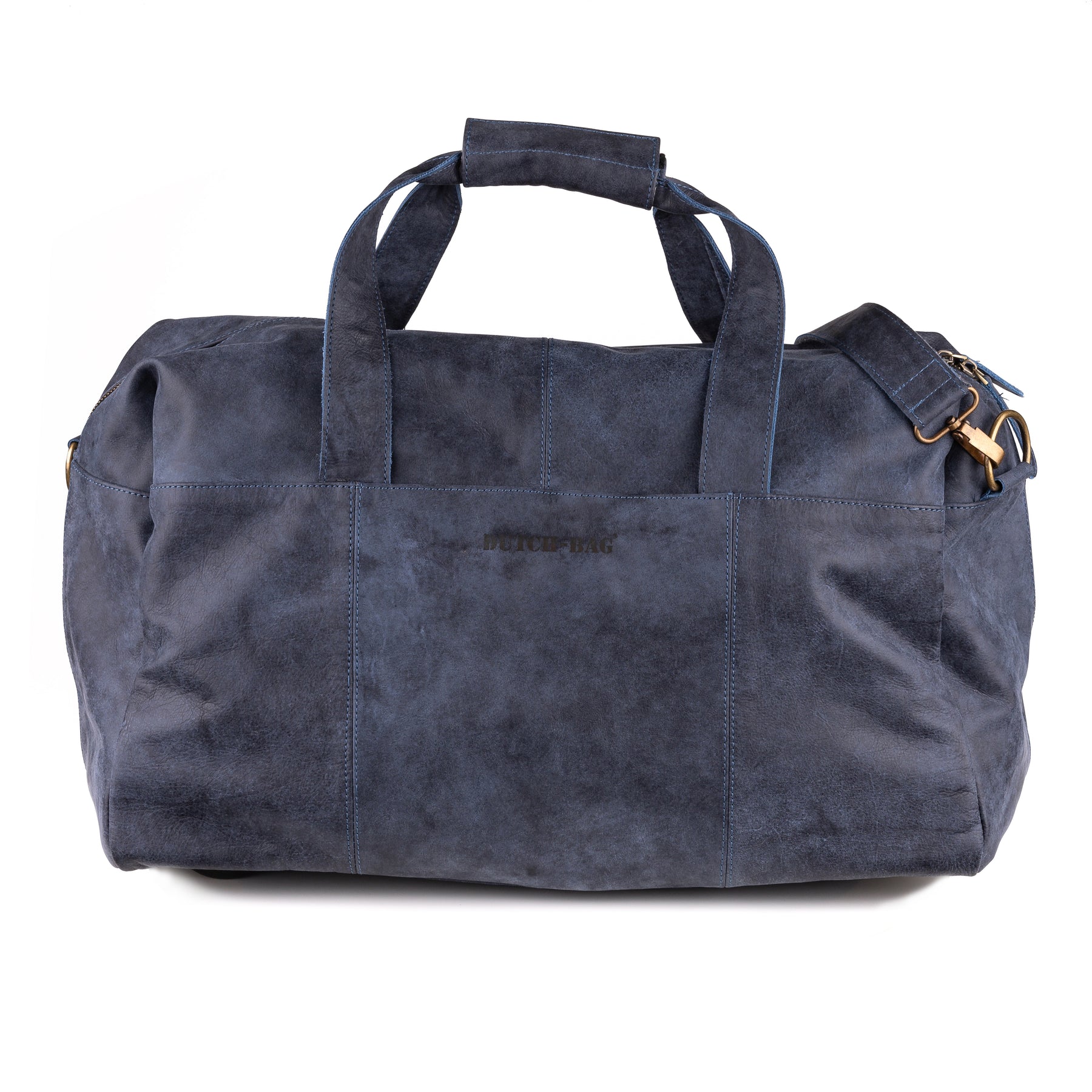 Zwolle Leather Weekend Bag Denim Blue - Concrete Leather
