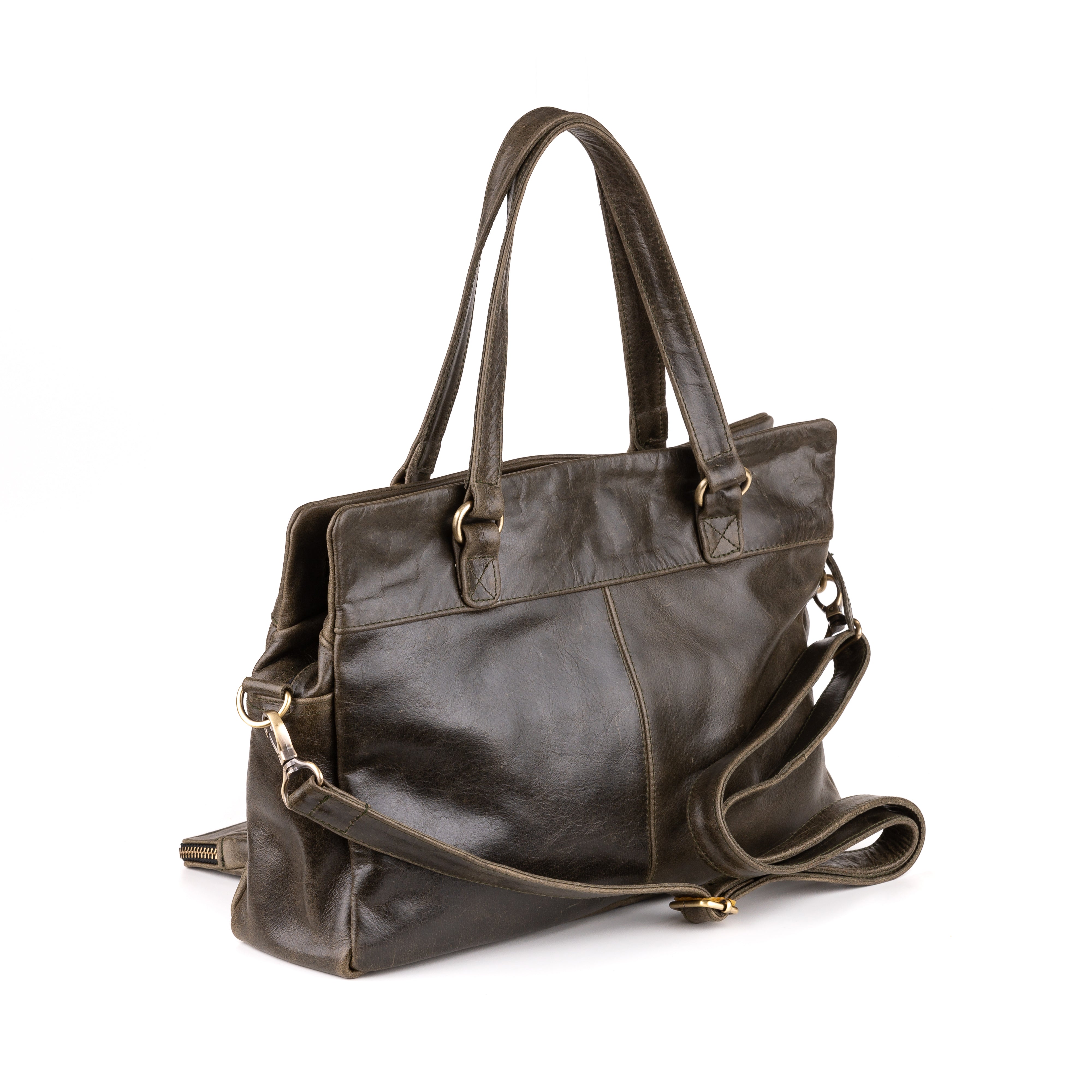 Arnhem Ladies Handbag Leather Olive - Kenya Leather